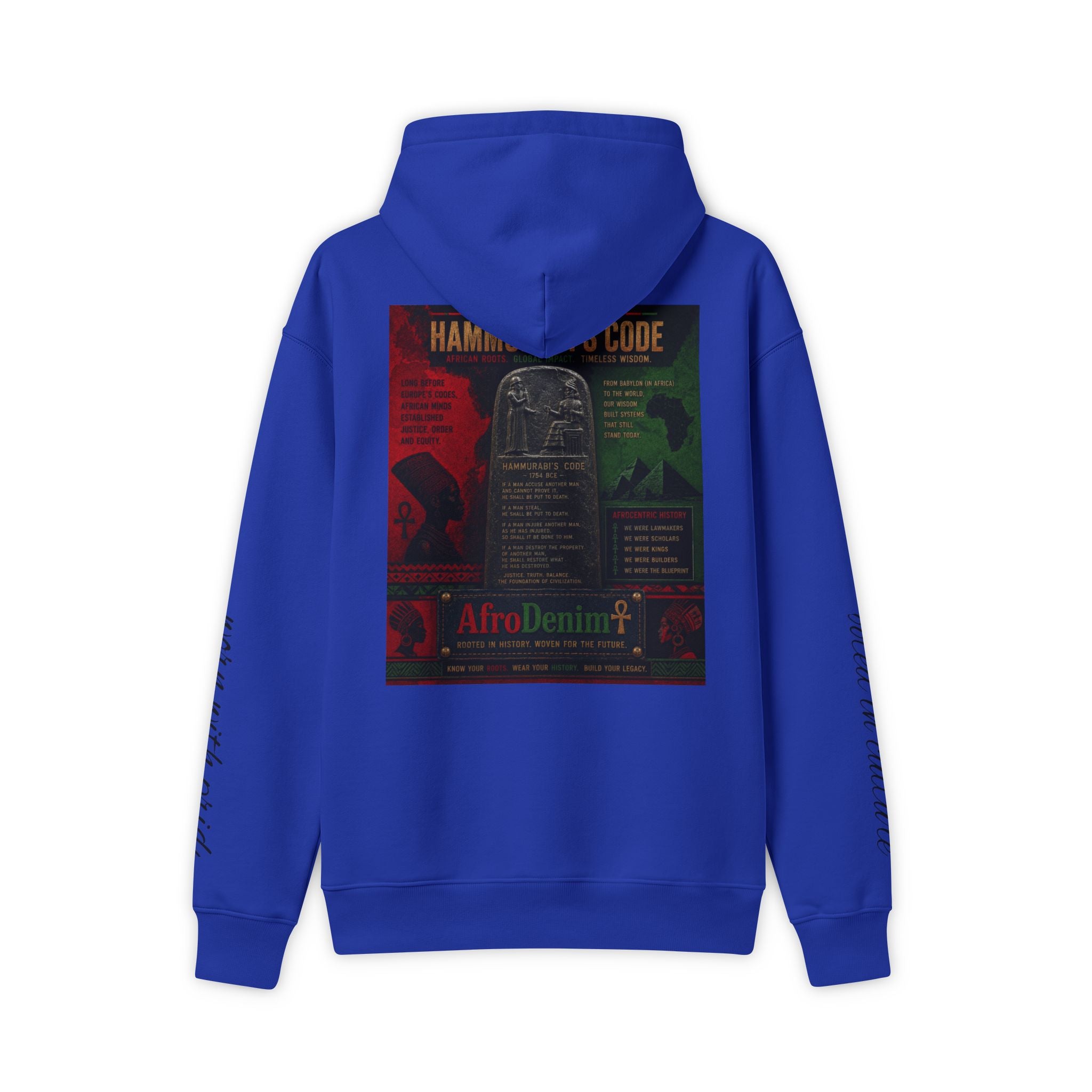 Hammer Maxweight Hoodie — AfroDenim Hammurabi Code Graphic Pullover