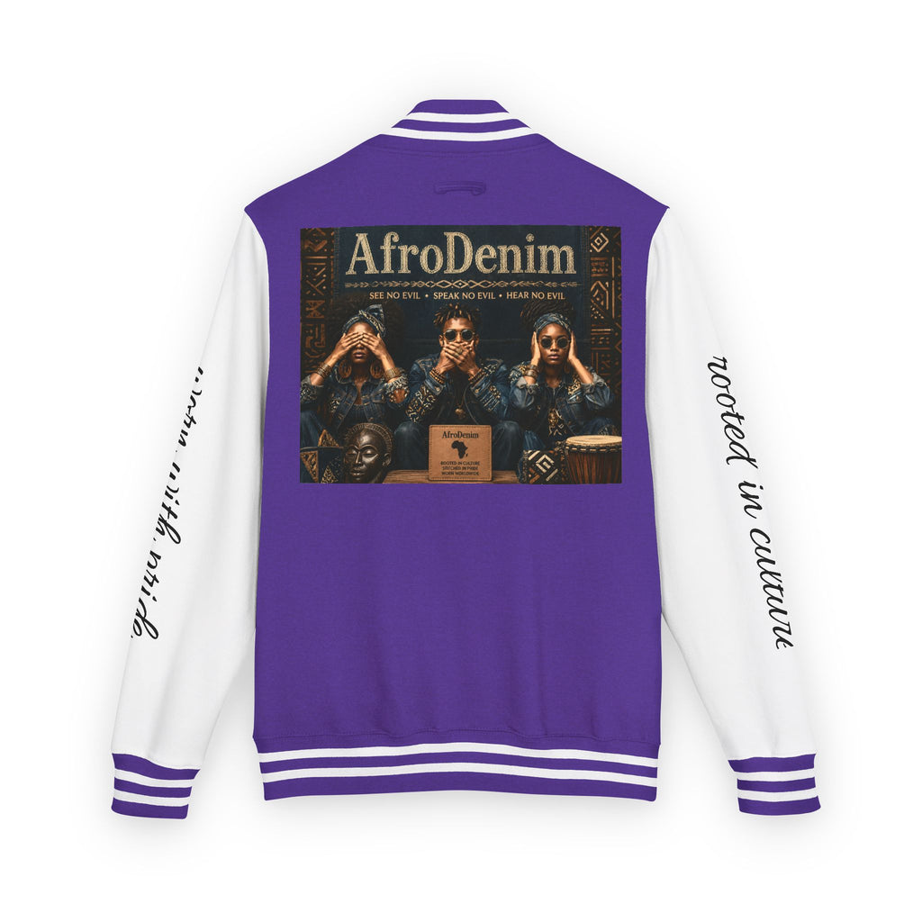 Letterman Jacket — 'AfroDenim' No Evil Cultural Pride Varsity Jacket
