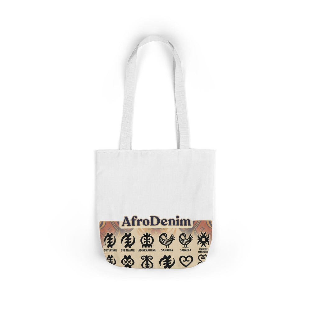 AfroDenim Adinkra Canvas Tote — Cultural Symbol Market Bag