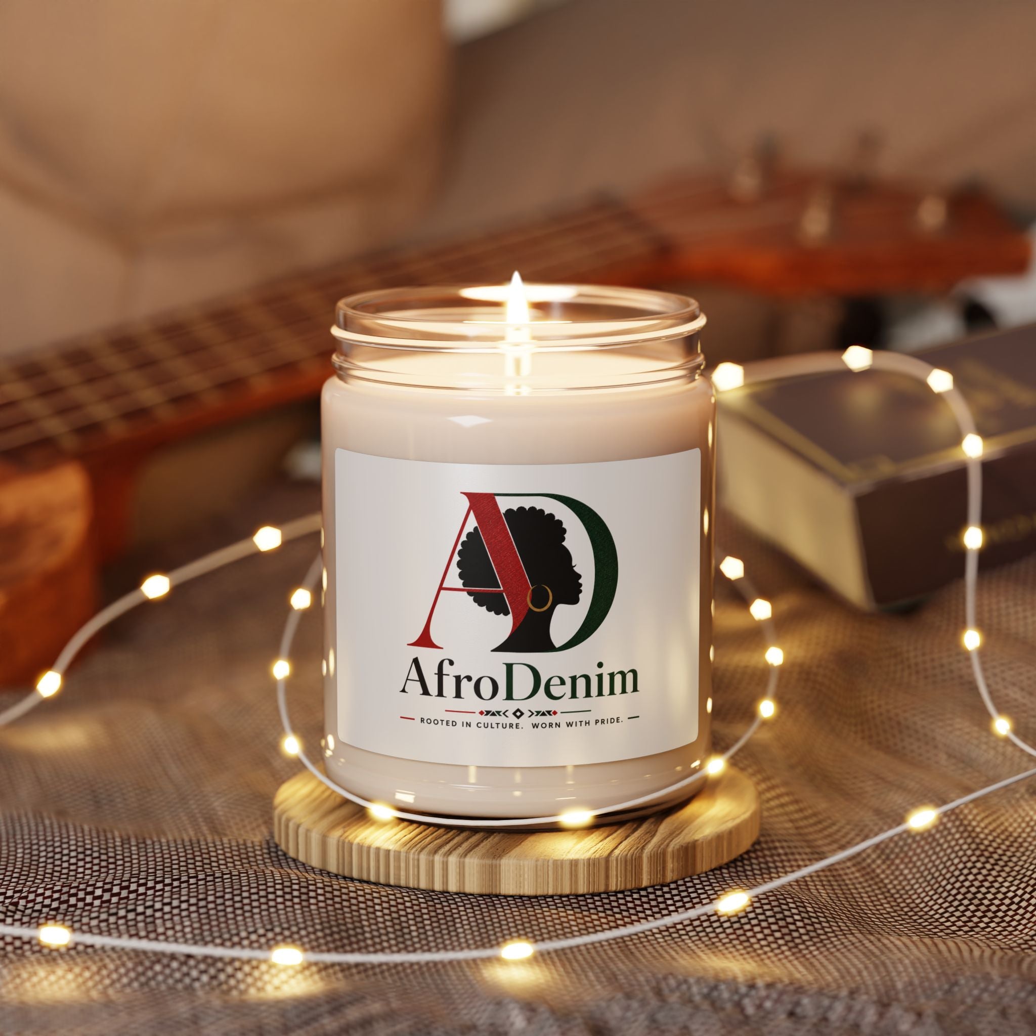 AfroDenim Scented Soy Candle 9oz — Warm Vanilla & Amber Jar Candle for Home, Gifts & Relaxation