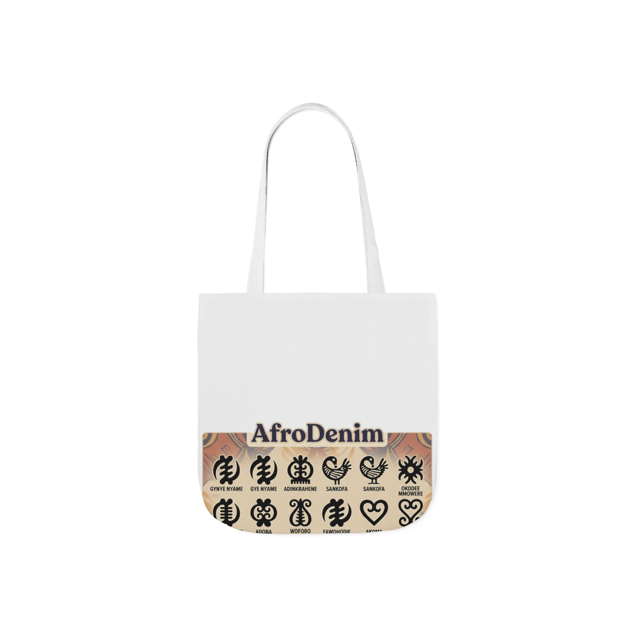AfroDenim Adinkra Canvas Tote — Cultural Symbol Market Bag