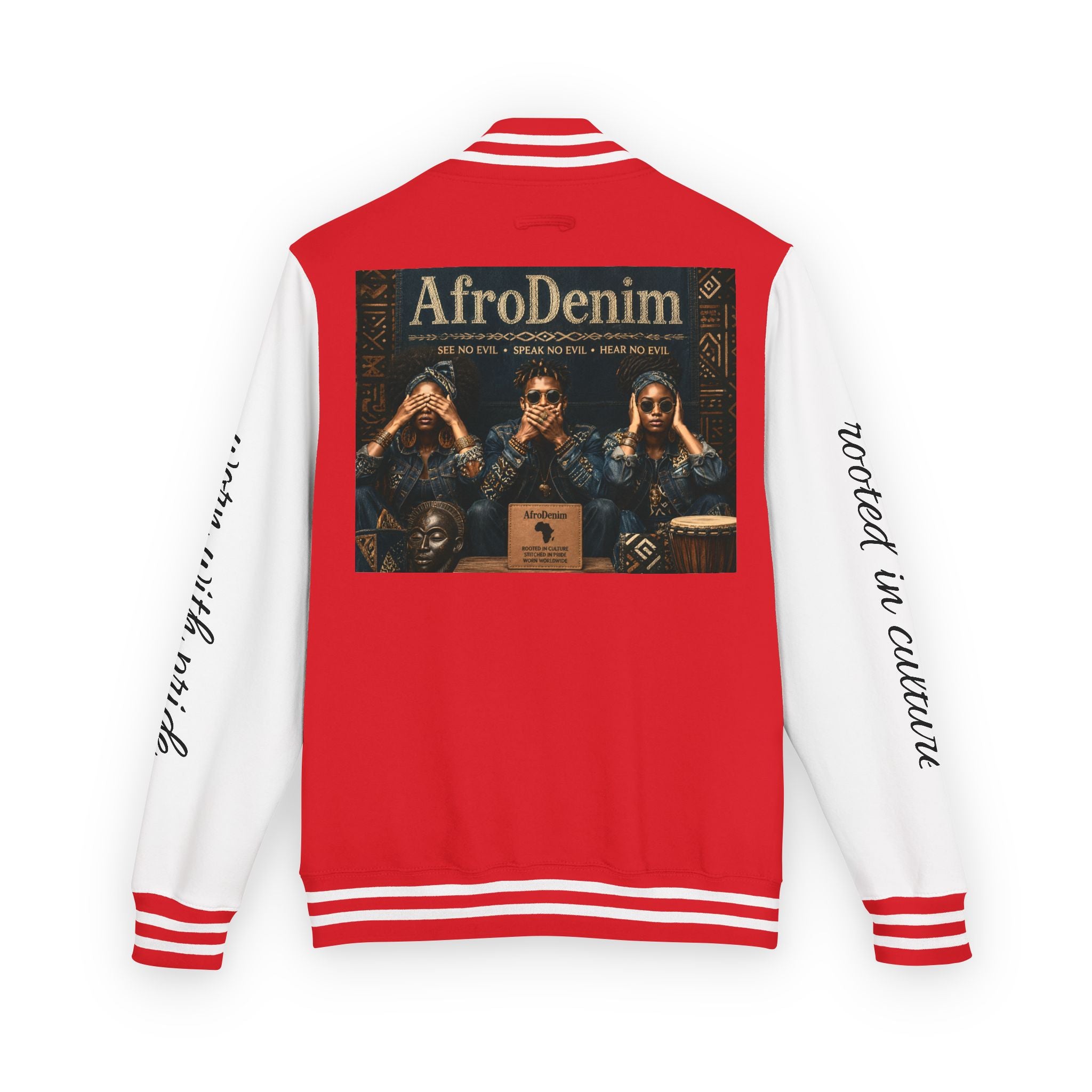 Letterman Jacket — 'AfroDenim' No Evil Cultural Pride Varsity Jacket