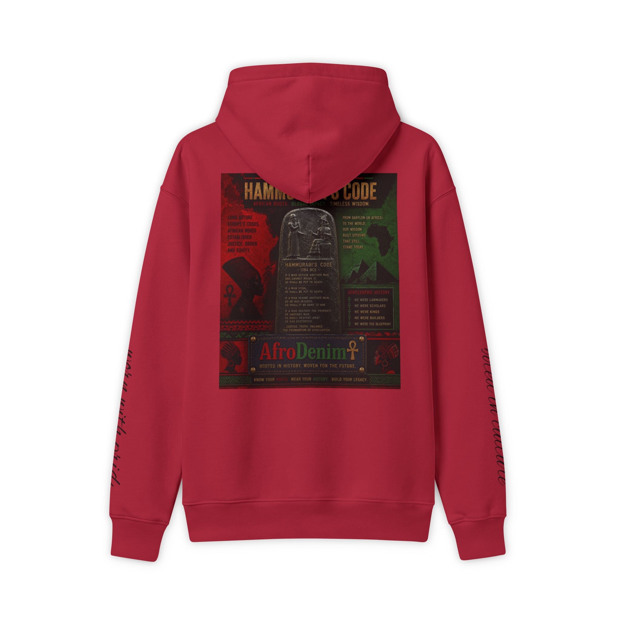 Hammer Maxweight Hoodie — AfroDenim Hammurabi Code Graphic Pullover