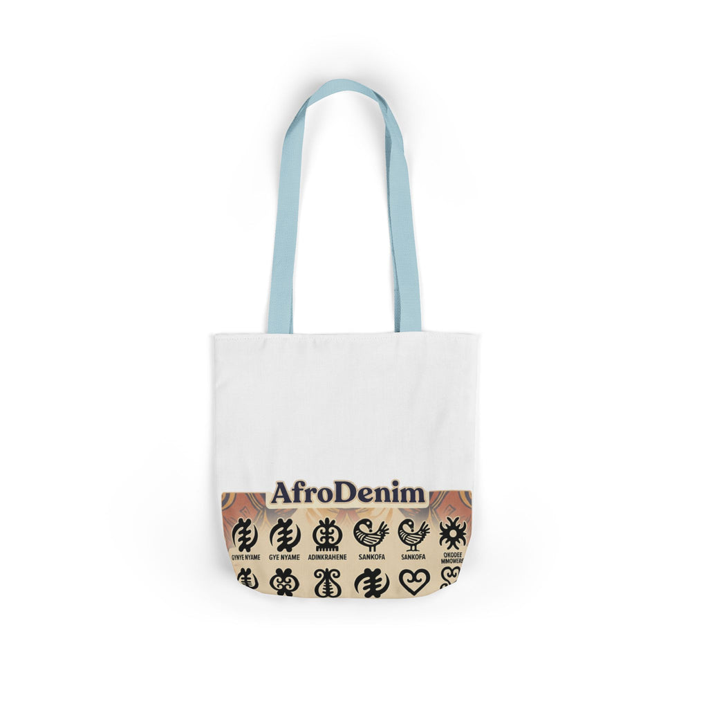 AfroDenim Adinkra Canvas Tote — Cultural Symbol Market Bag