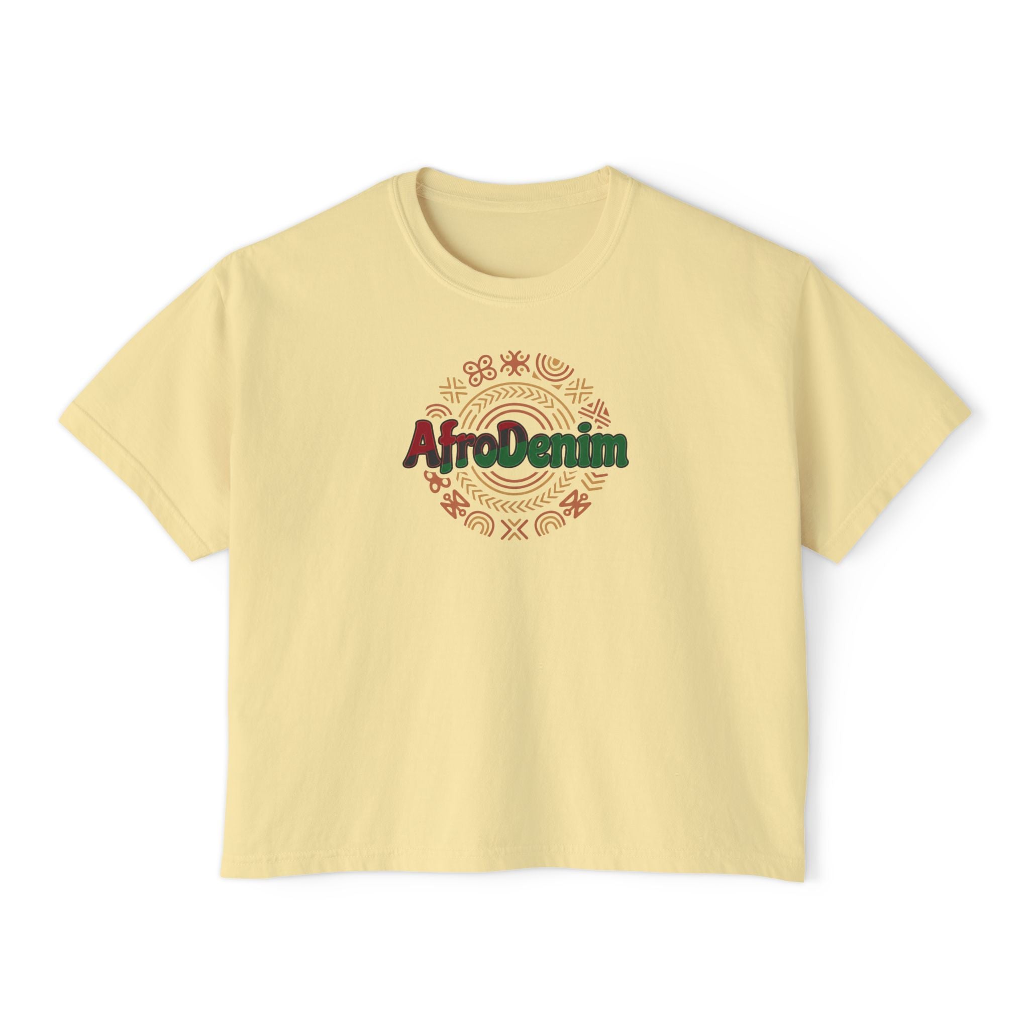 AfroDenim Graphic Tee — Women's Boxy Crop T‑Shirt