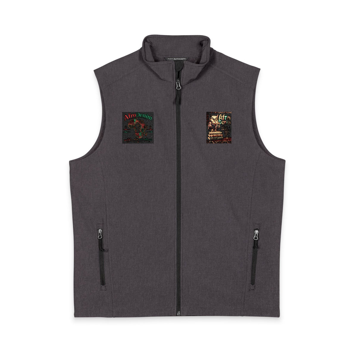 Men's Grey Soft Shell Vest — Sequin Chest Patches