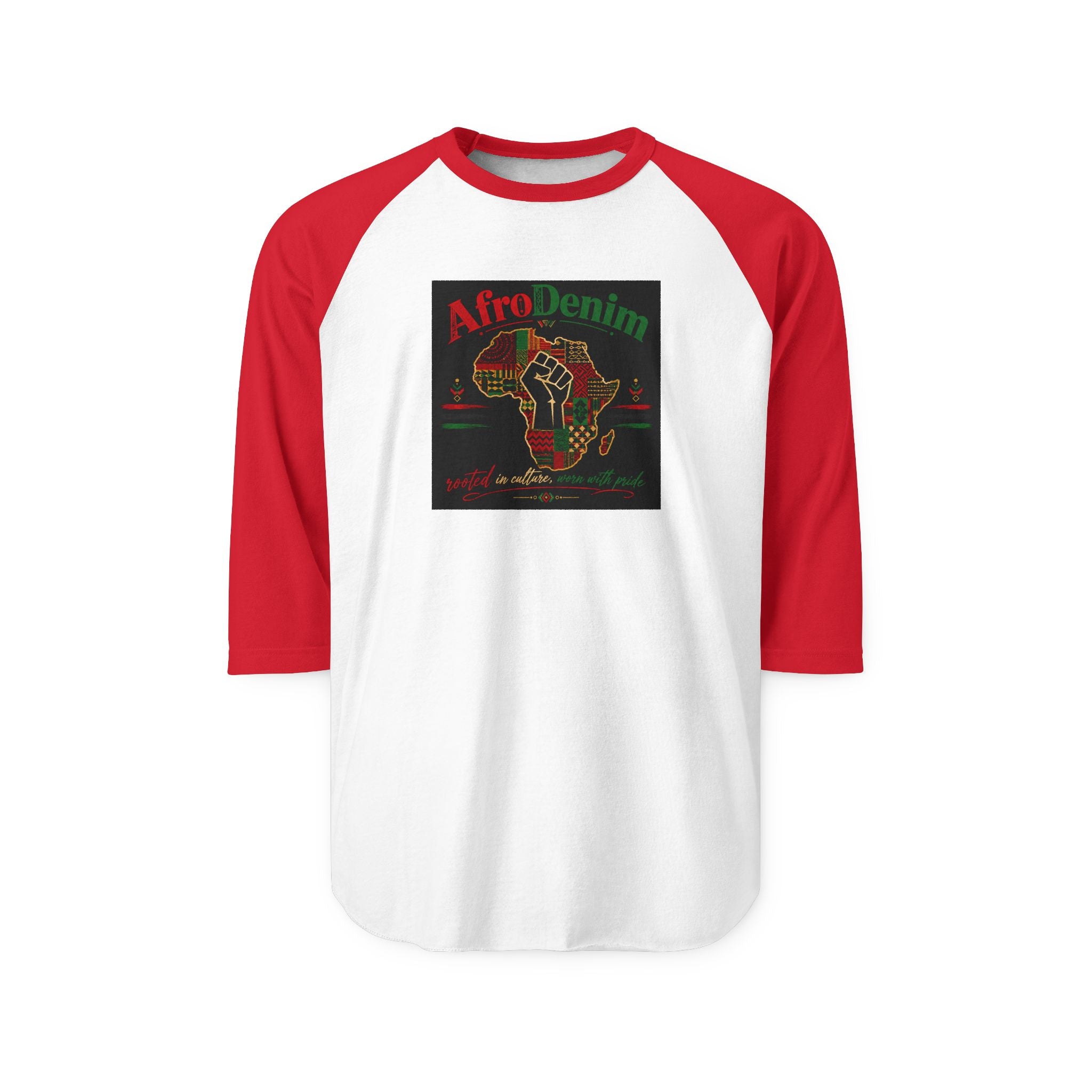 Unisex AfroDenim Three-Quarter Sleeve Raglan Shirt