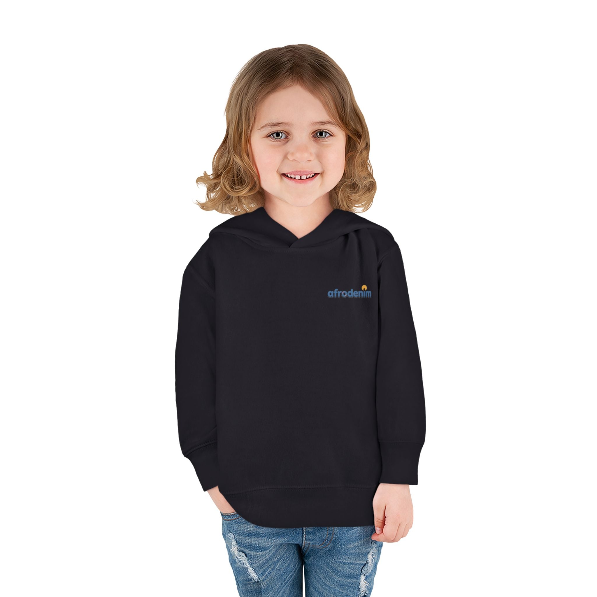 Toddler Hoodie — Retro Dinosaur Badge Pullover ("afrorodim" Chest Logo)