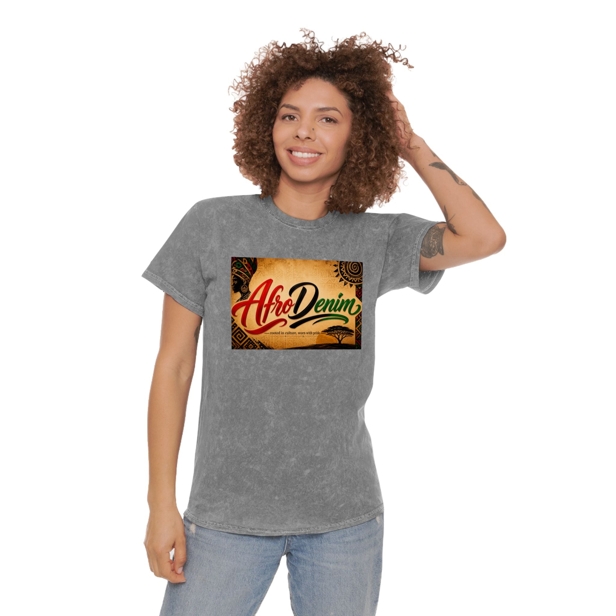 AfroDenim Graphic T‑Shirt — Vintage Mineral Wash Tee