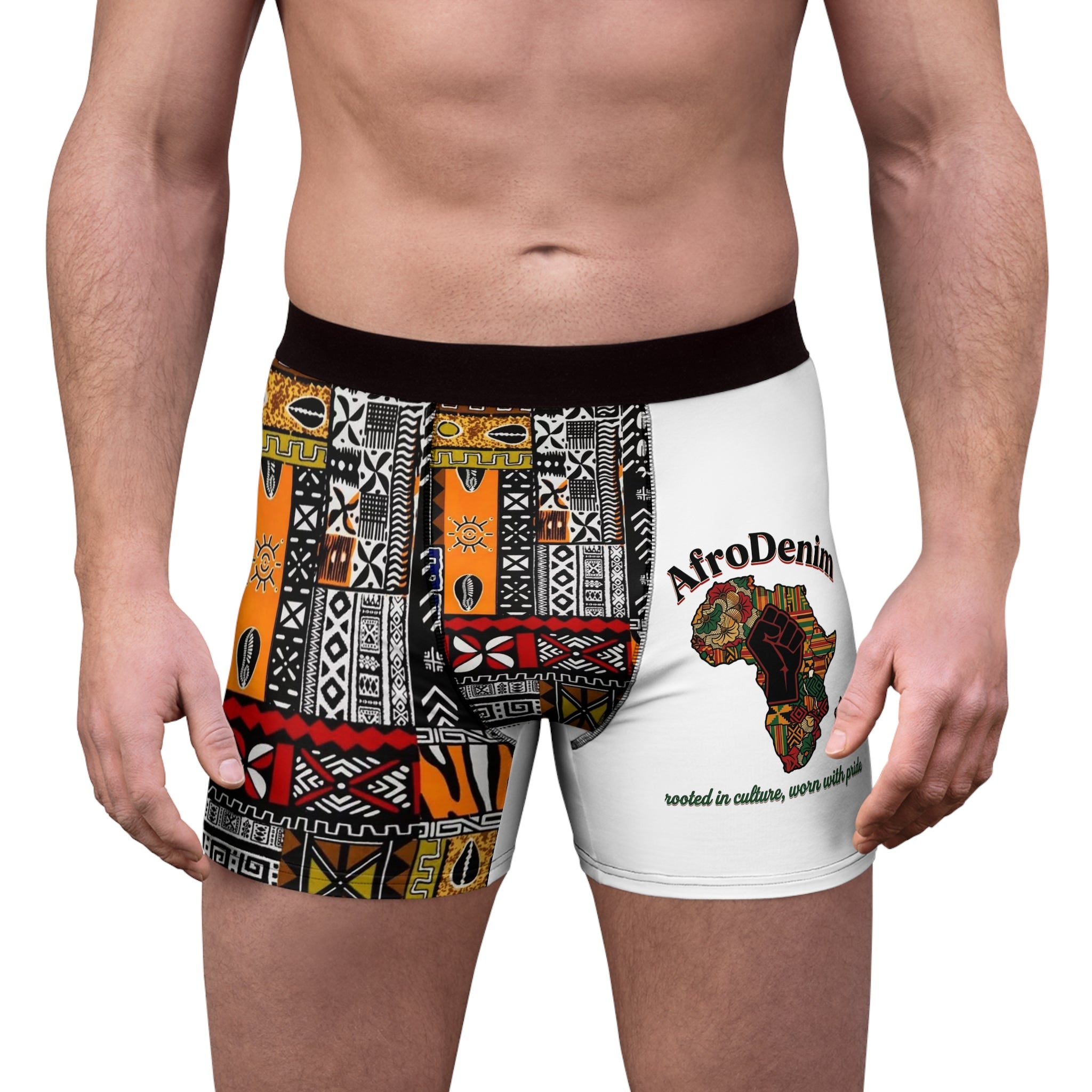 AfroDenim African Print Boxer Briefs — Bold Kente-Inspired AOP Underwear