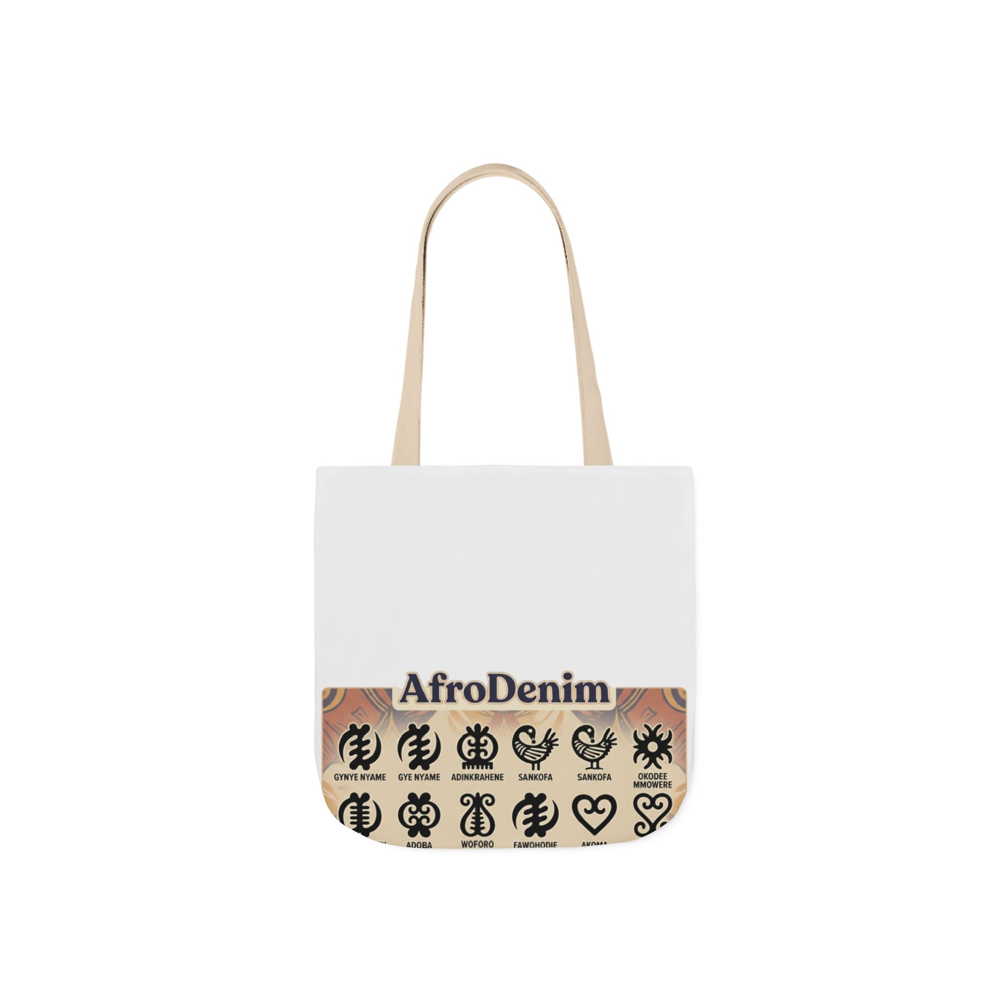 AfroDenim Adinkra Canvas Tote — Cultural Symbol Market Bag
