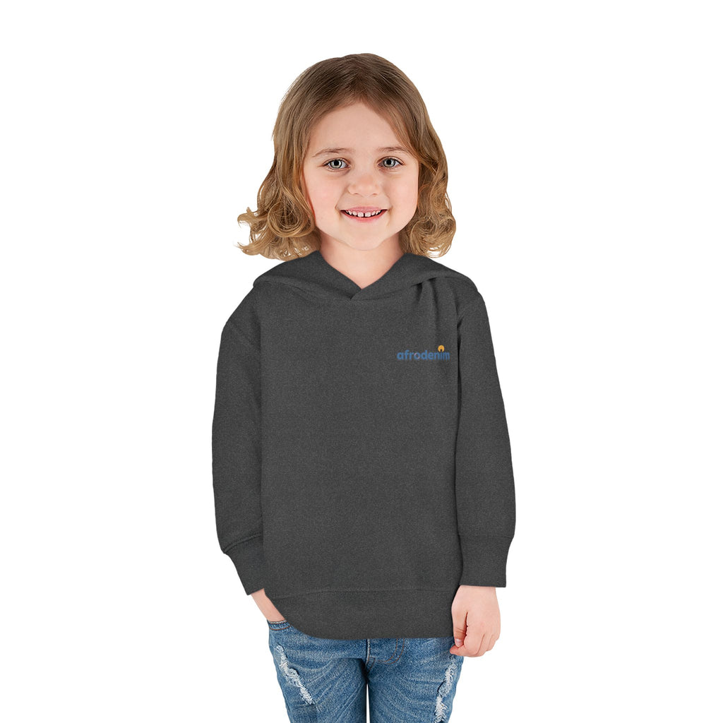 Toddler Hoodie — Retro Dinosaur Badge Pullover ("afrorodim" Chest Logo)