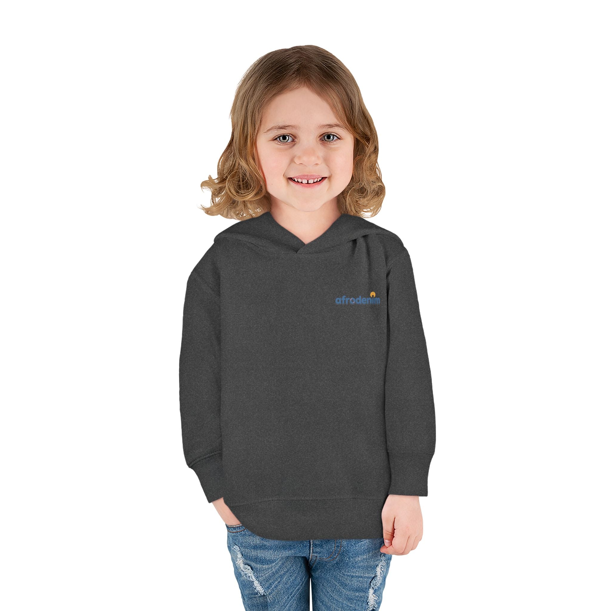 Toddler Hoodie — Retro Dinosaur Badge Pullover ("afrorodim" Chest Logo)