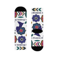Afrodenim Floral Crew Socks — Colorful Dove & Flower Sublimation Socks (EU)