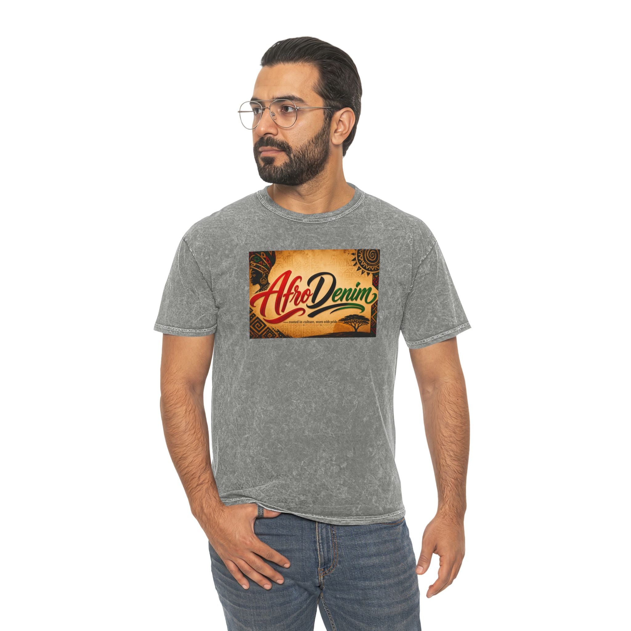 AfroDenim Graphic T‑Shirt — Vintage Mineral Wash Tee