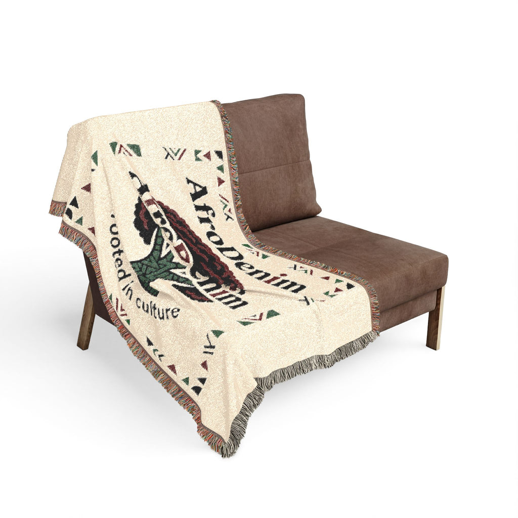 AfroDenim Woven Blanket — 'Rooted in Culture' Afrocentric Throw