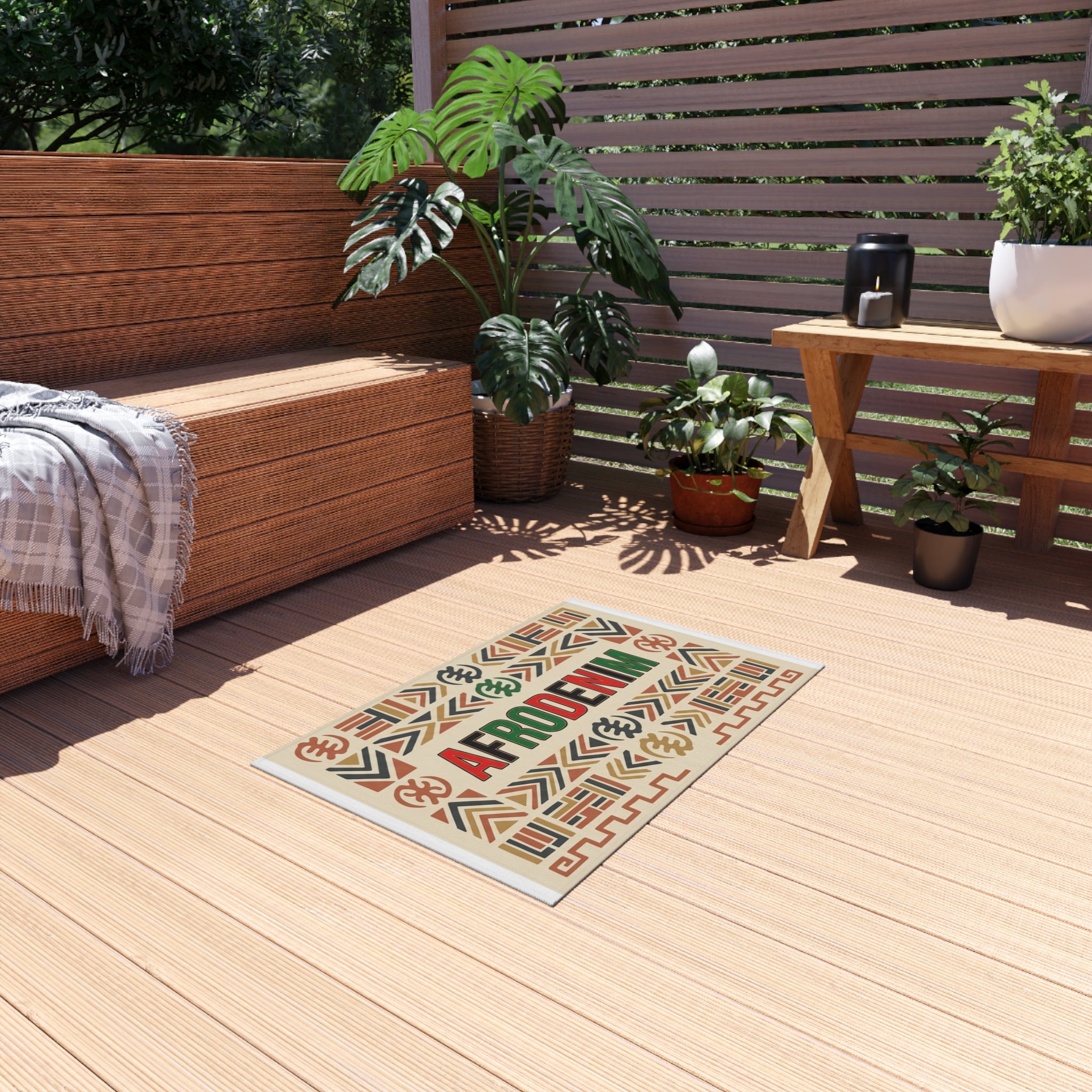 Indoor/Outdoor Rug — AfroDenim African Tribal Pattern Doormat