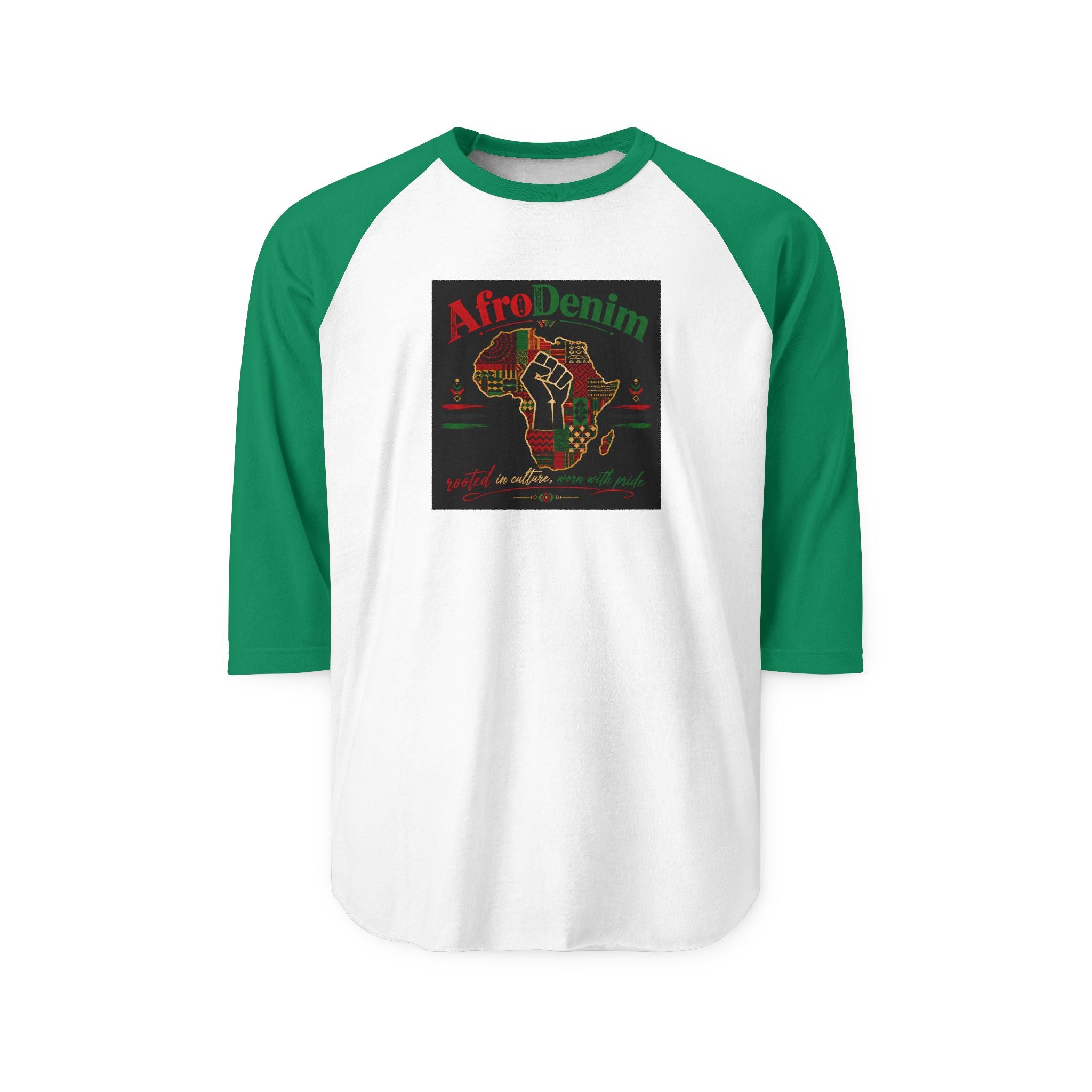 Unisex AfroDenim Three-Quarter Sleeve Raglan Shirt