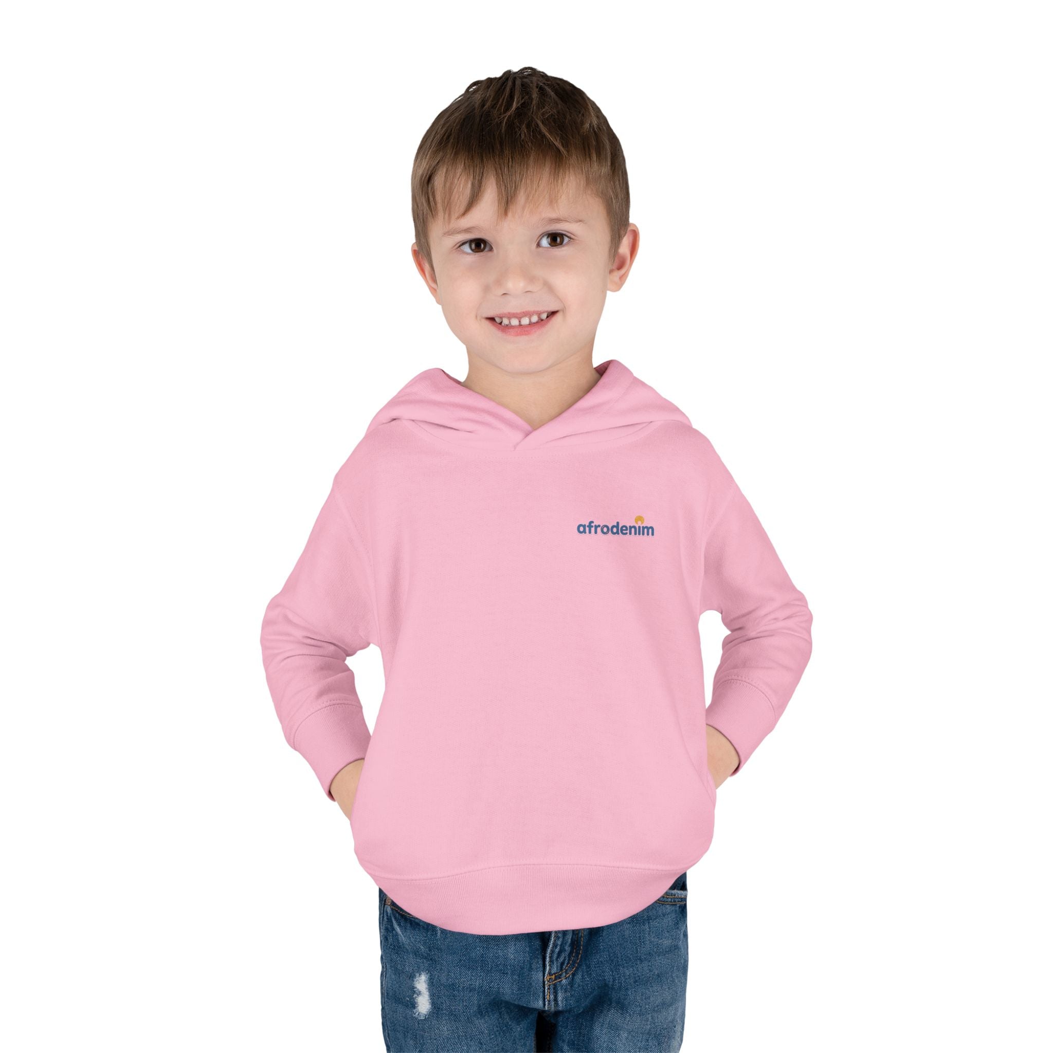 Toddler Hoodie — Retro Dinosaur Badge Pullover ("afrorodim" Chest Logo)