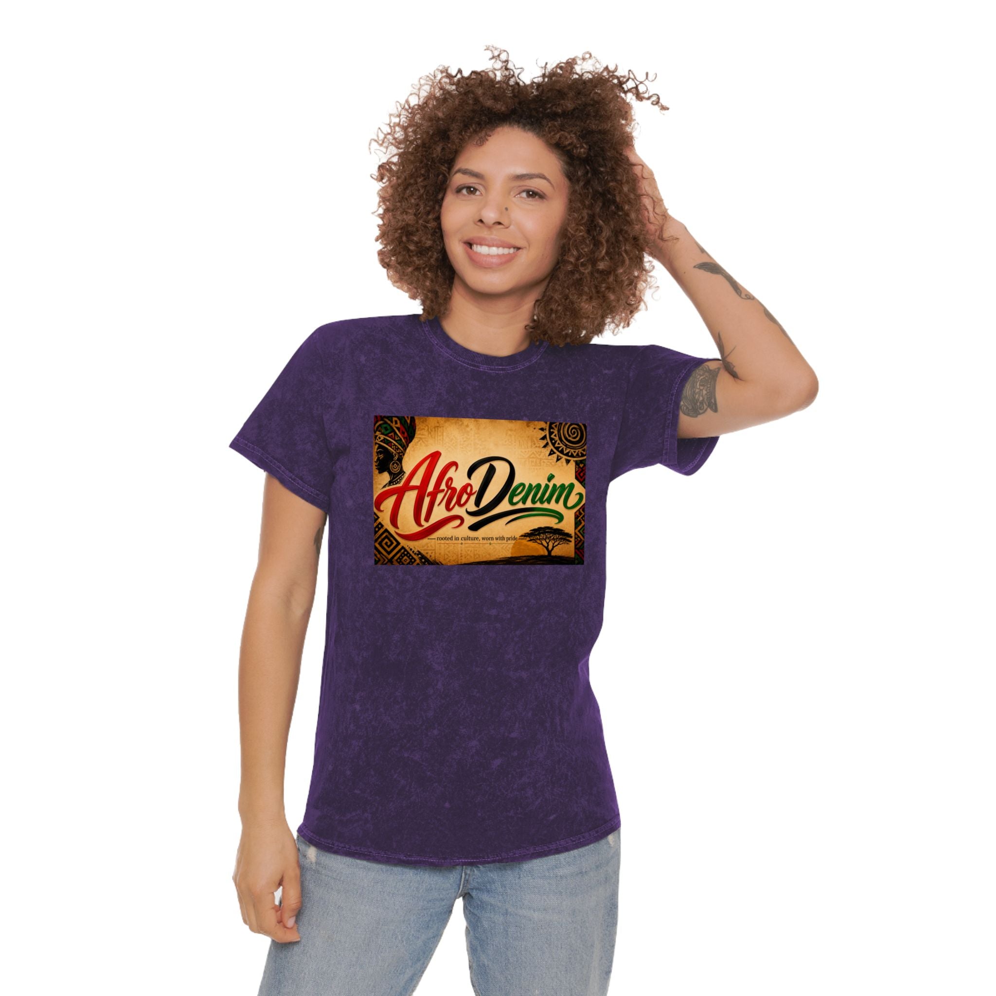 AfroDenim Graphic T‑Shirt — Vintage Mineral Wash Tee