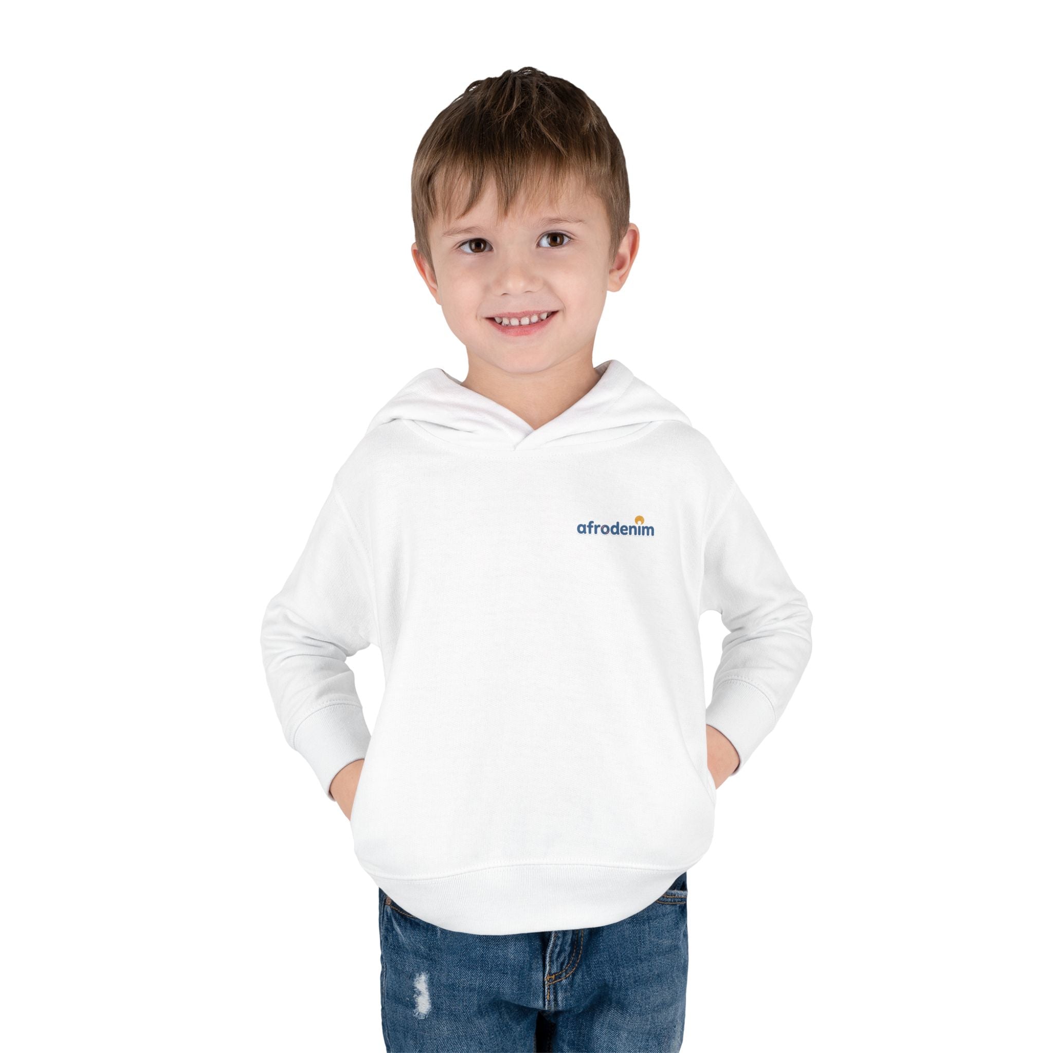 Toddler Hoodie — Retro Dinosaur Badge Pullover ("afrorodim" Chest Logo)