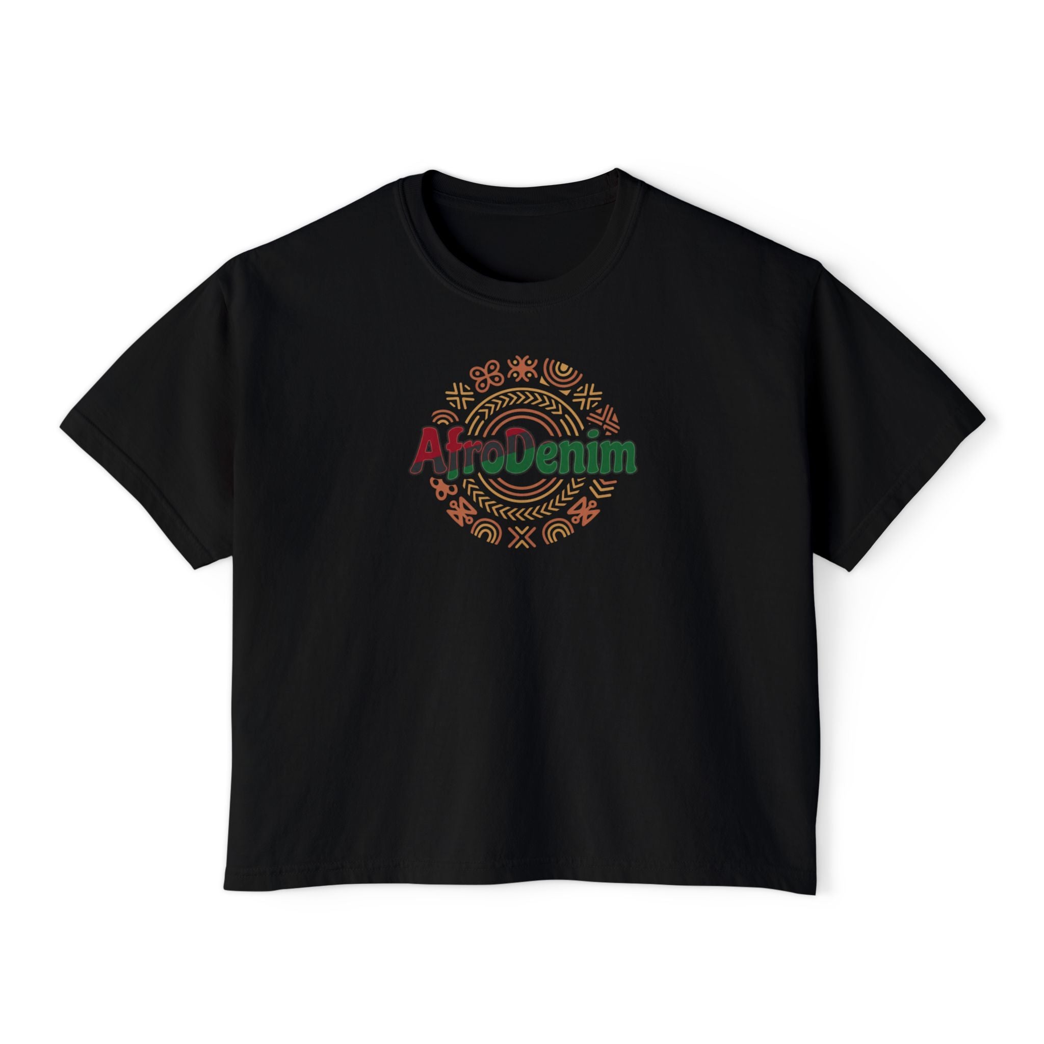 AfroDenim Graphic Tee — Women's Boxy Crop T‑Shirt