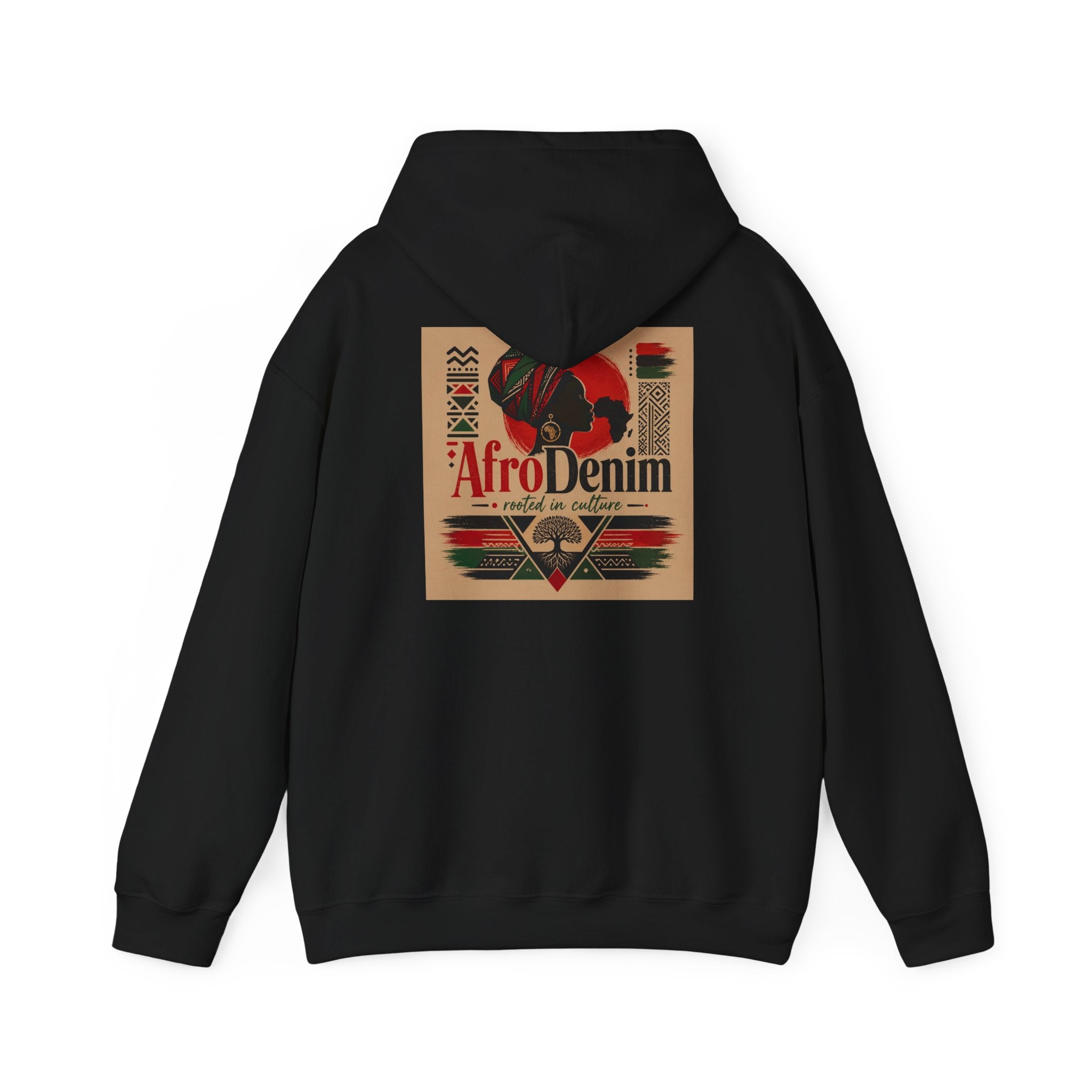 AfroDenim Graphic Hoodie — Afrocentric Vintage Print Pullover
