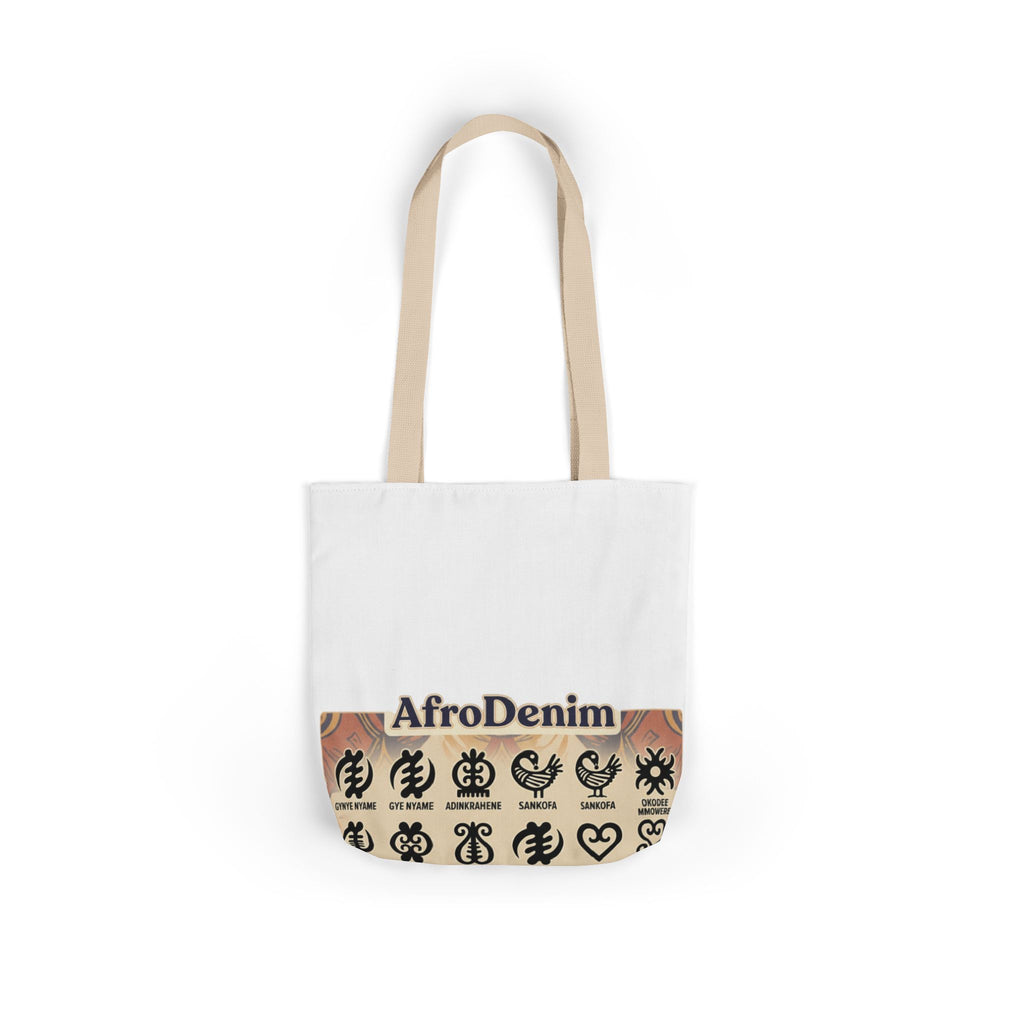 AfroDenim Adinkra Canvas Tote — Cultural Symbol Market Bag