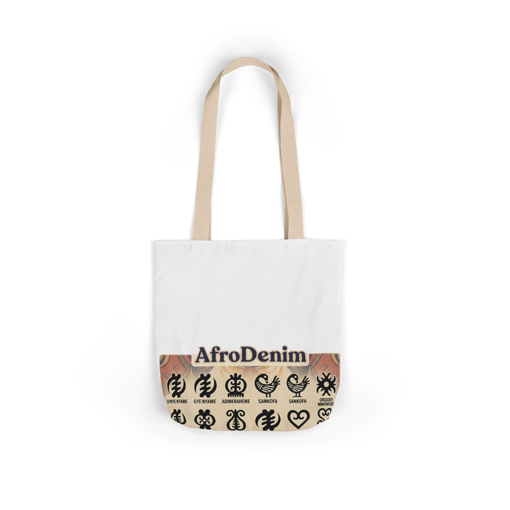 AfroDenim Adinkra Canvas Tote — Cultural Symbol Market Bag