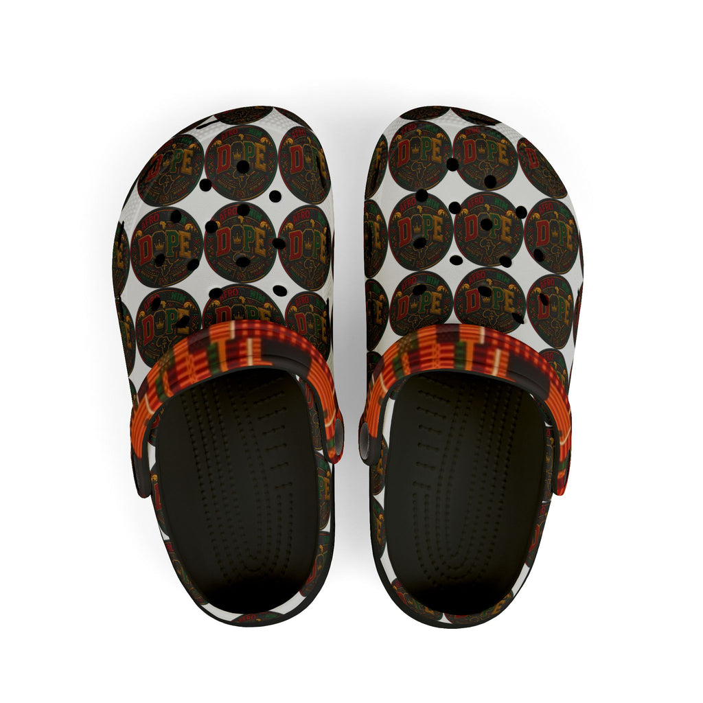 AfroDenim Kids’ Patterned EVA Foam Clogs — 'DOPE' afro centric Circle Graphic Slip-Ons