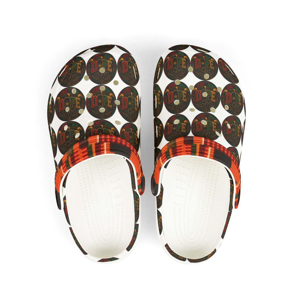 AfroDenim Kids’ Patterned EVA Foam Clogs — 'DOPE' afro centric Circle Graphic Slip-Ons