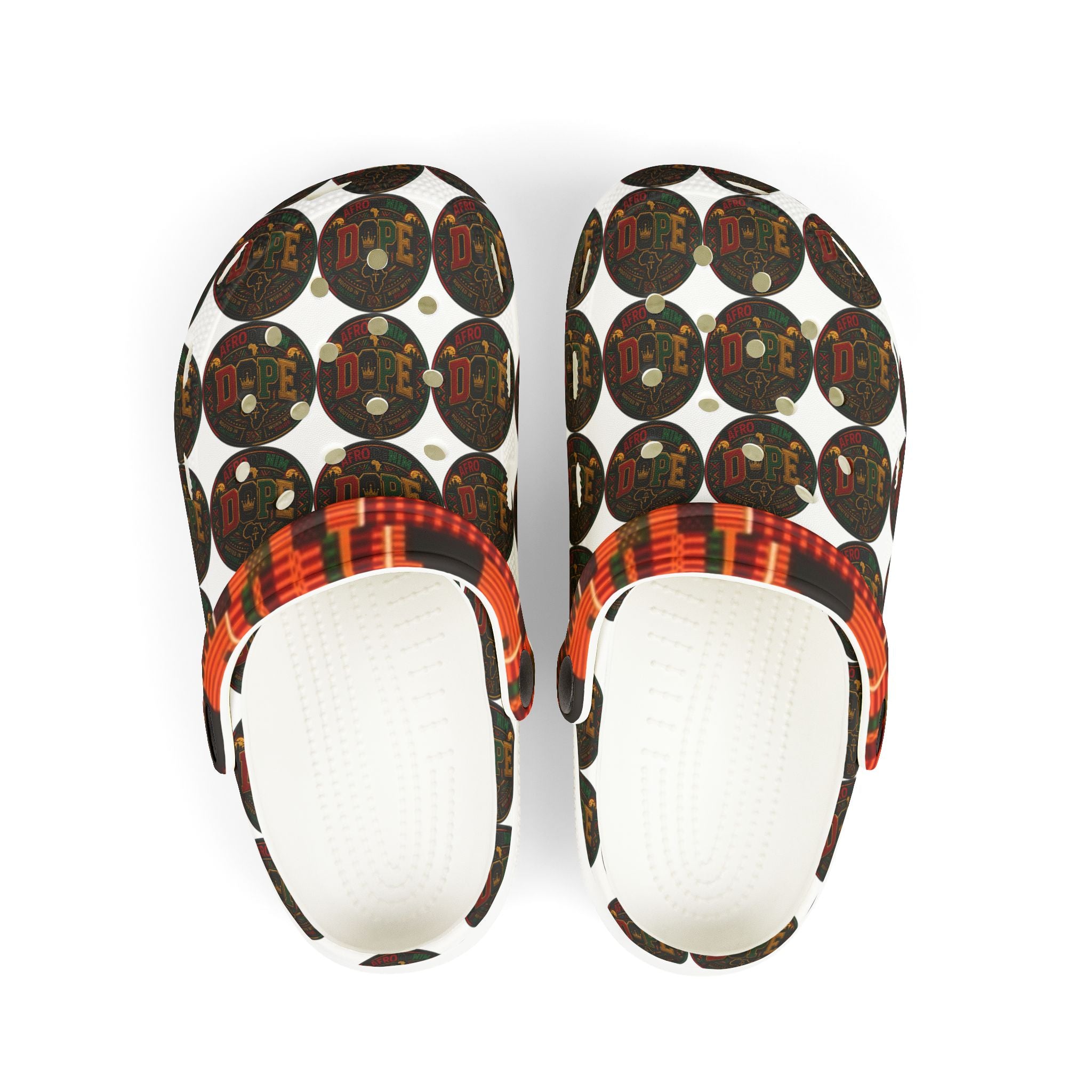 AfroDenim Kids’ Patterned EVA Foam Clogs — 'DOPE' afro centric Circle Graphic Slip-Ons