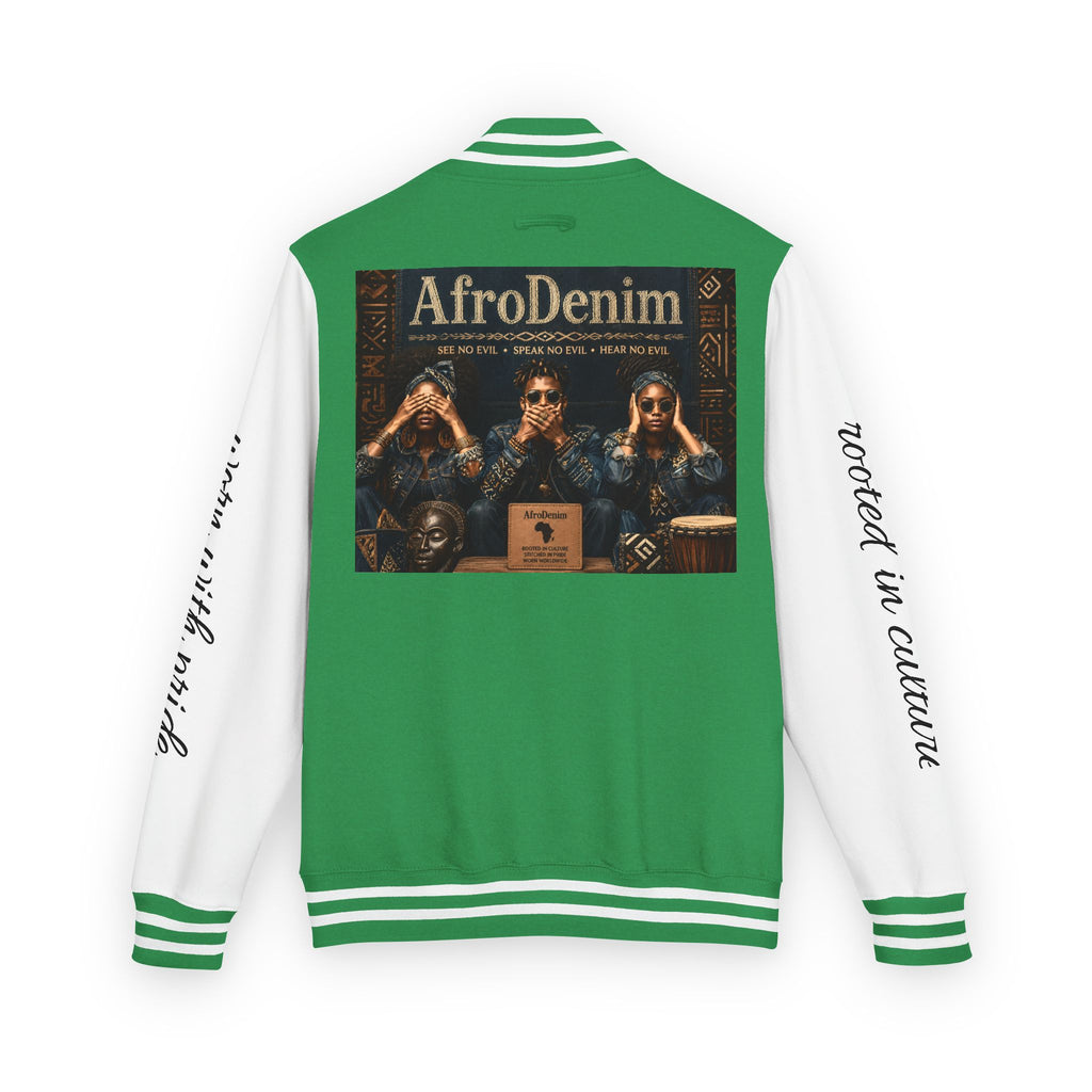 Letterman Jacket — 'AfroDenim' No Evil Cultural Pride Varsity Jacket