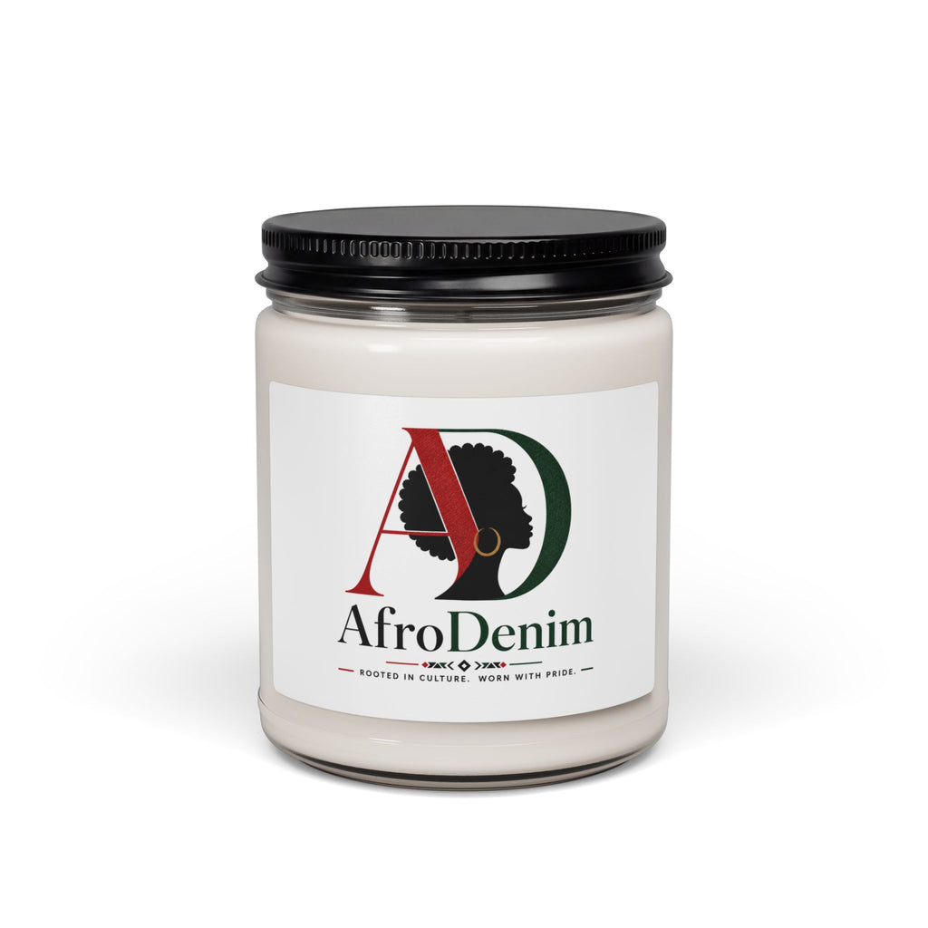 AfroDenim Scented Soy Candle 9oz — Warm Vanilla & Amber Jar Candle for Home, Gifts & Relaxation