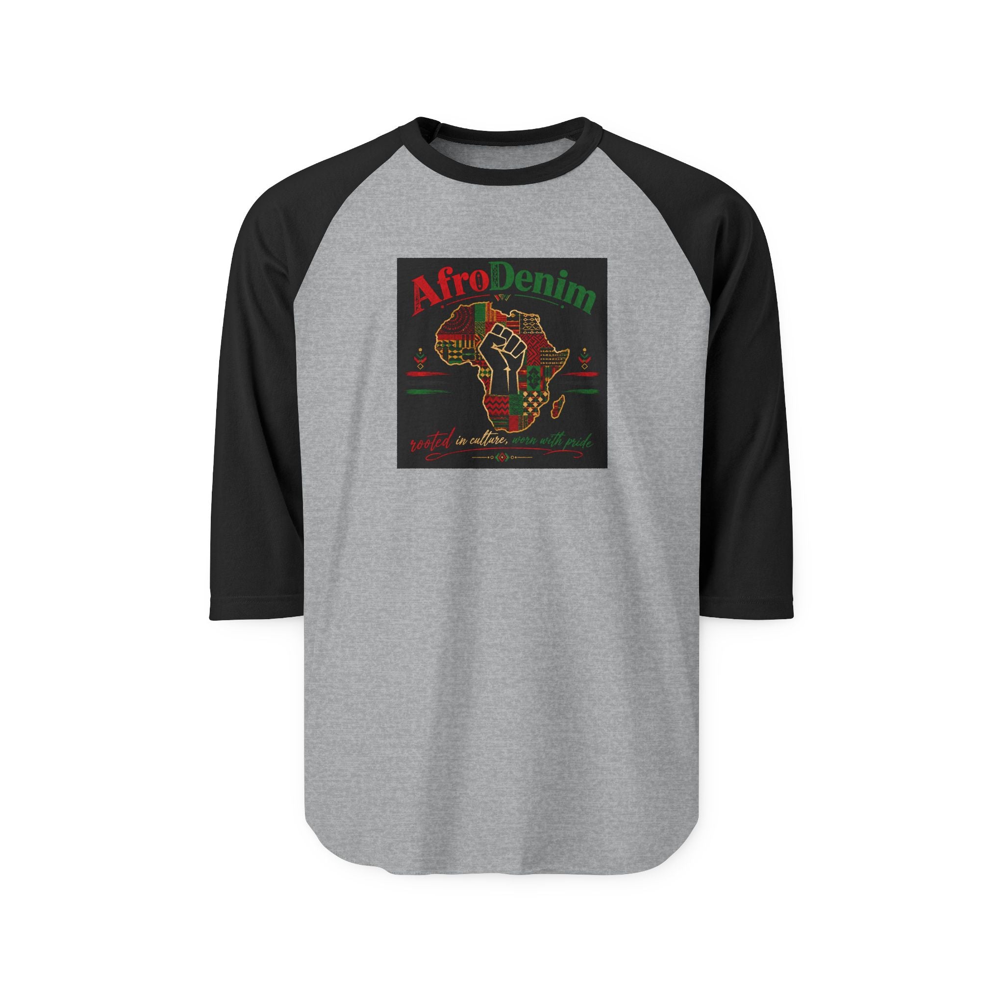 Unisex AfroDenim Three-Quarter Sleeve Raglan Shirt