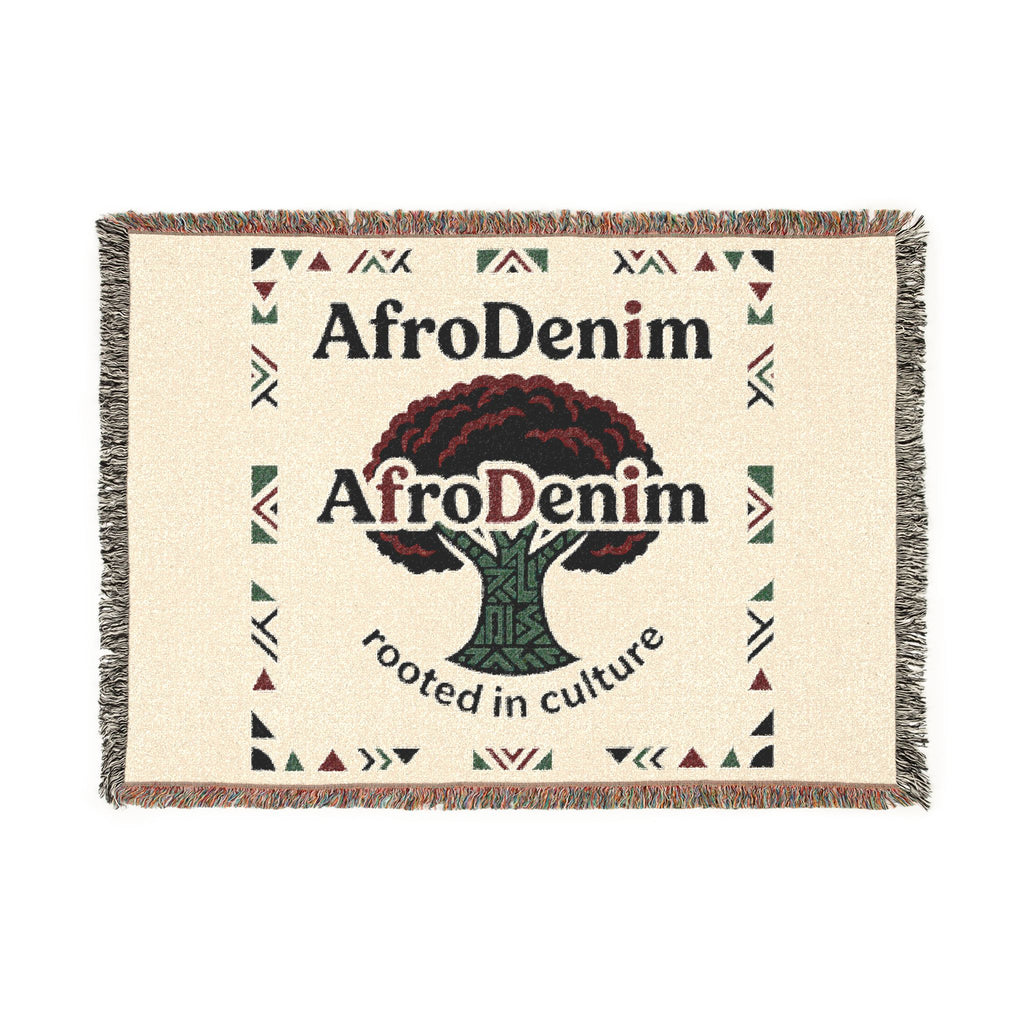 AfroDenim Woven Blanket — 'Rooted in Culture' Afrocentric Throw