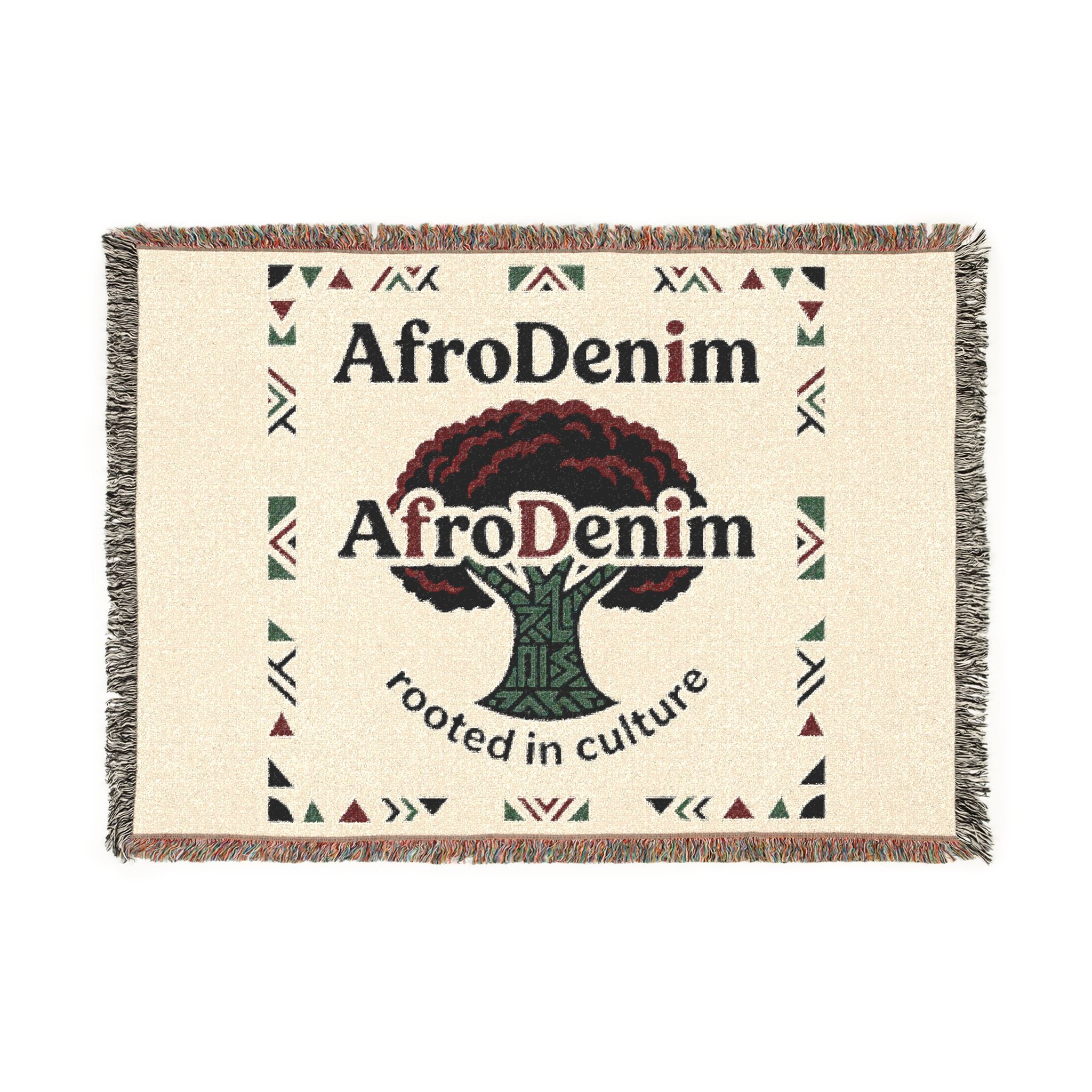 AfroDenim Woven Blanket — 'Rooted in Culture' Afrocentric Throw