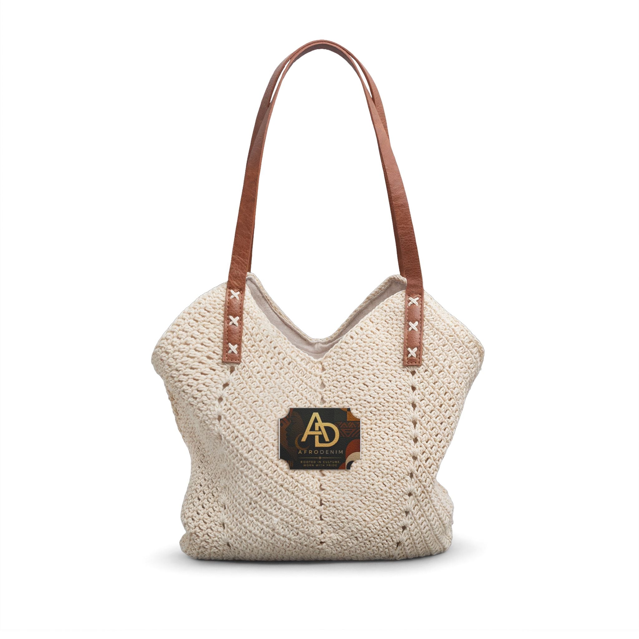 Straw Shoulder Bag – Woven Crochet Tote with Leather Straps