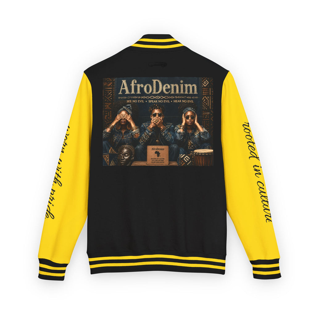 Letterman Jacket — 'AfroDenim' No Evil Cultural Pride Varsity Jacket