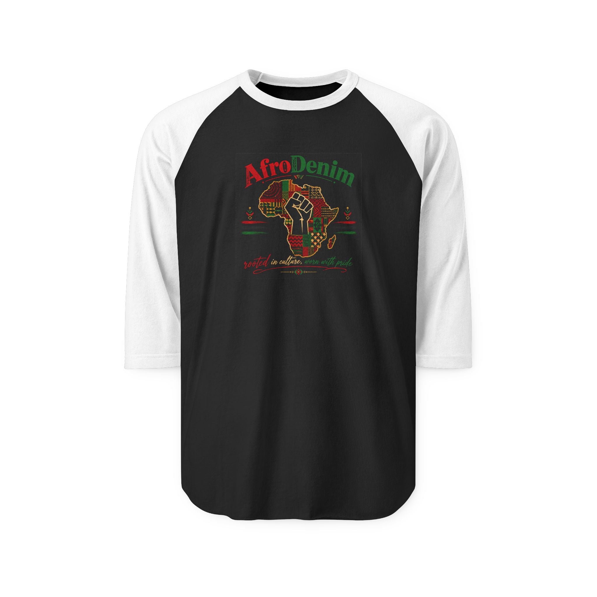 Unisex AfroDenim Three-Quarter Sleeve Raglan Shirt