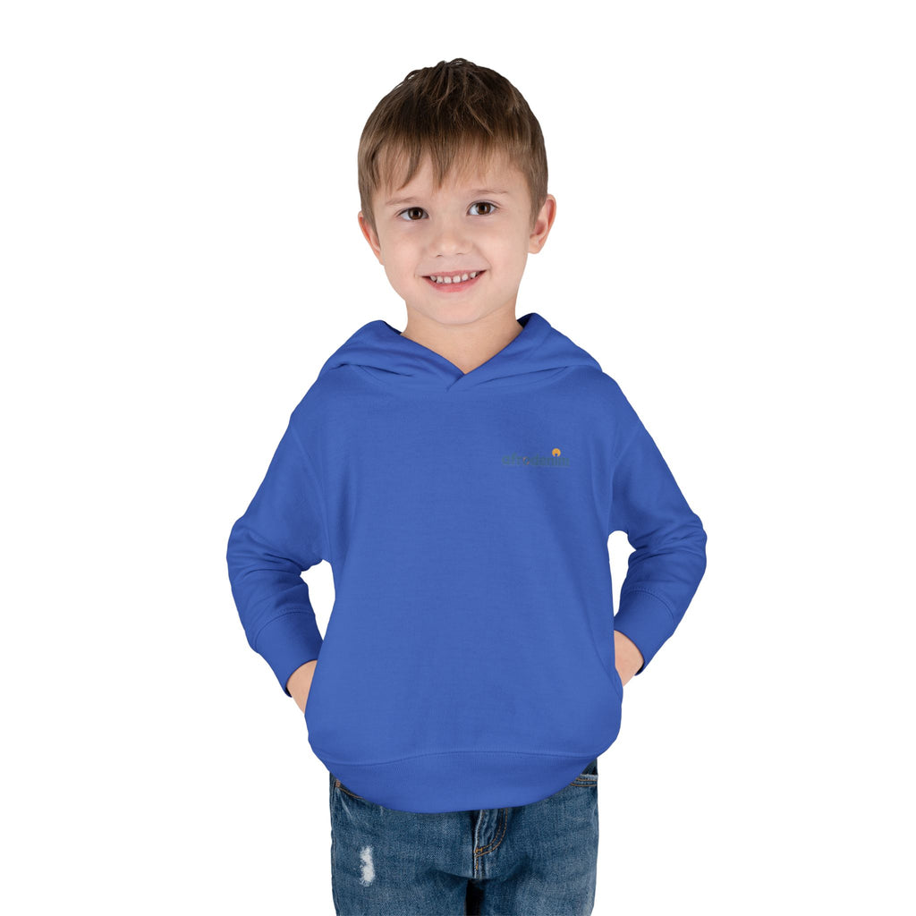 Toddler Hoodie — Retro Dinosaur Badge Pullover ("afrorodim" Chest Logo)