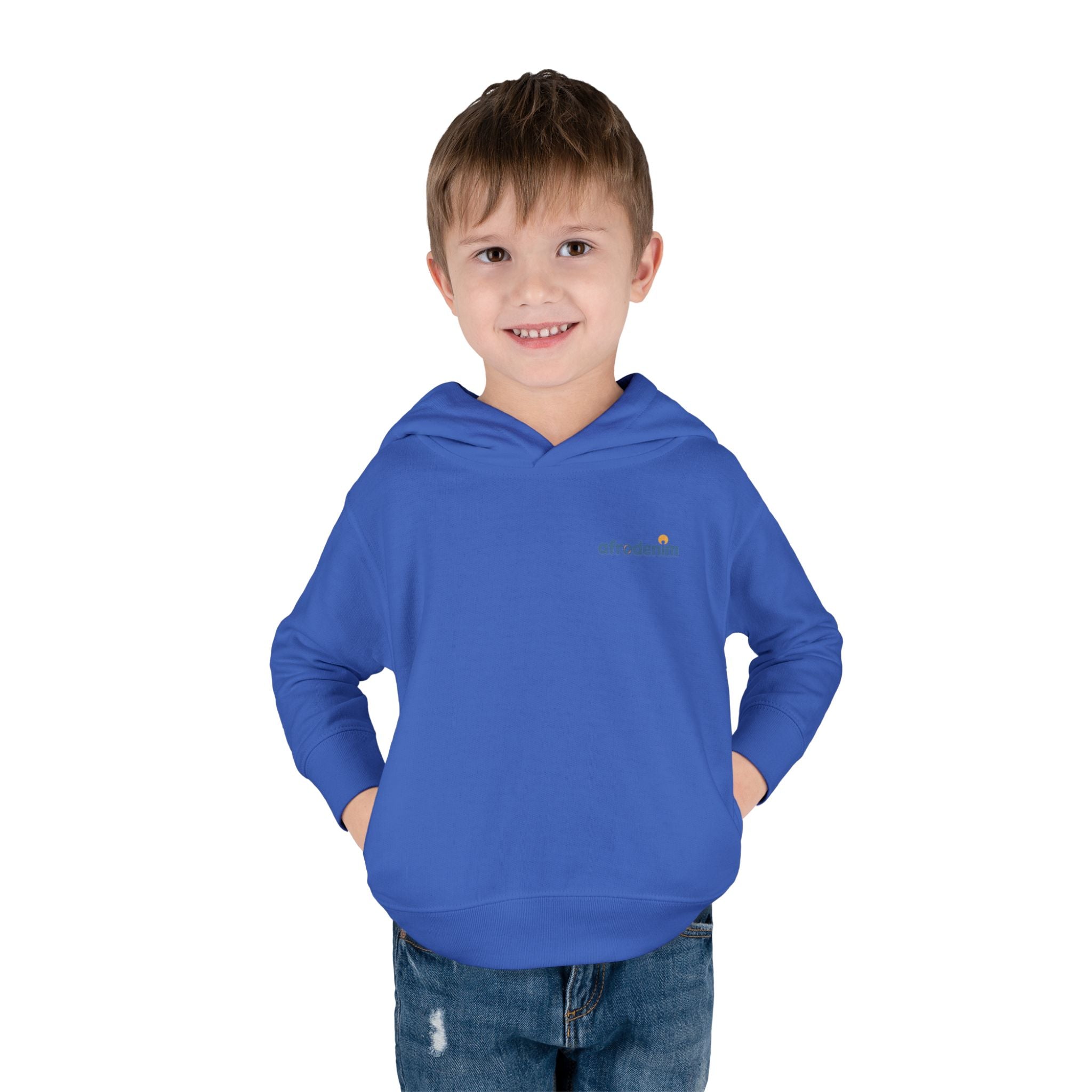 Toddler Hoodie — Retro Dinosaur Badge Pullover ("afrorodim" Chest Logo)