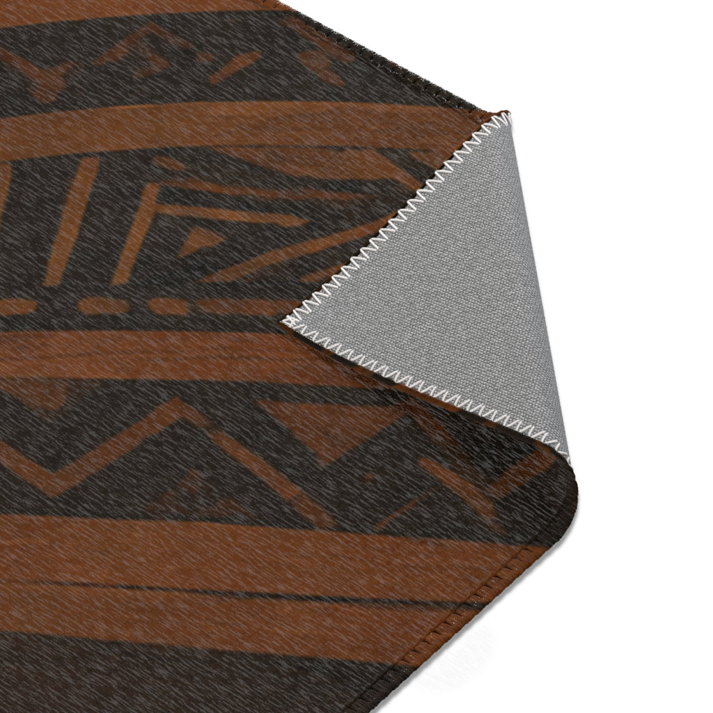 African Silhouette Area Rug — Neutral Boho Decorative Accent Mat