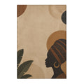 African Silhouette Area Rug — Neutral Boho Decorative Accent Mat