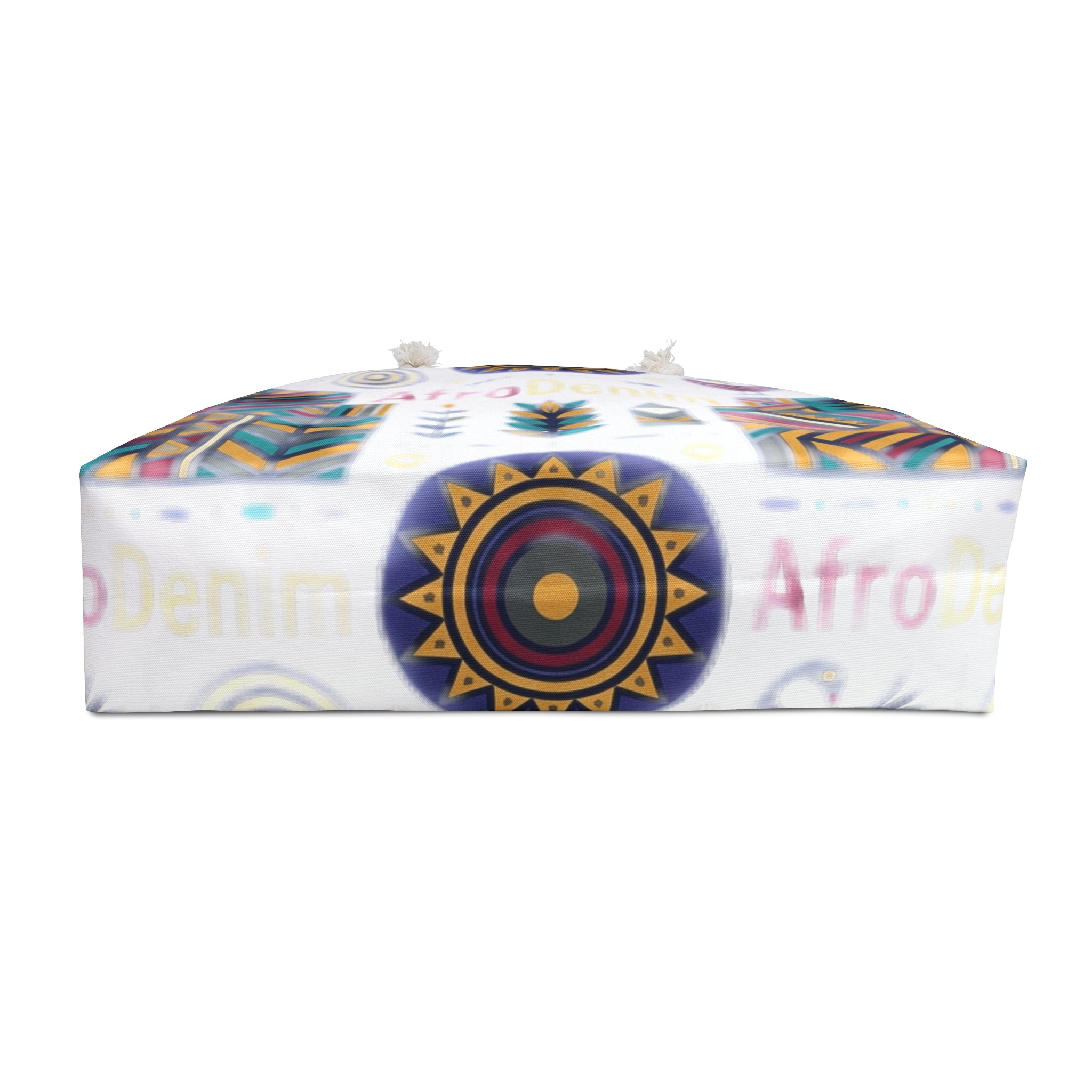 AfroDenim Geometric Weekender Bag – Colorful African-Inspired Travel Tote