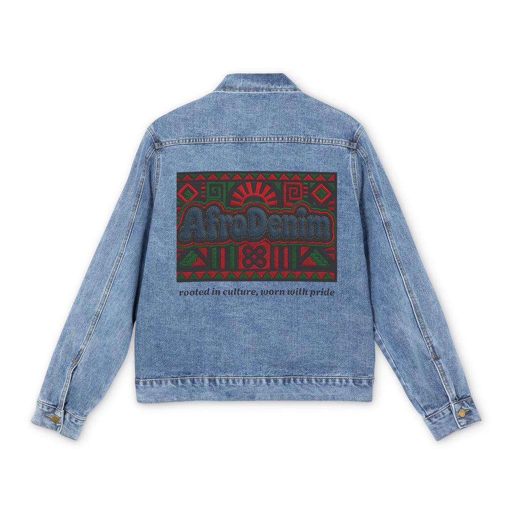 Denim Jacket — AfroDenim Printed Back Panel, Afrocentric Tribal Graphic