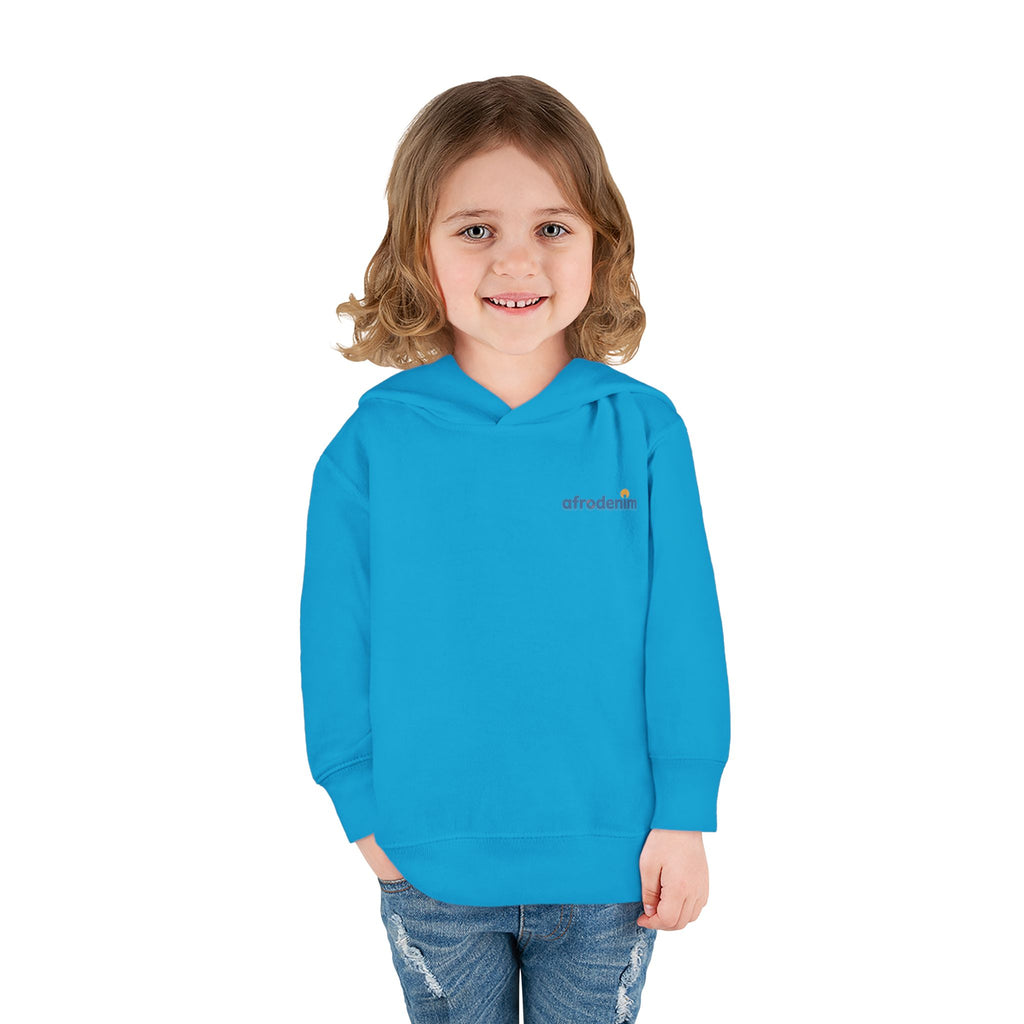 Toddler Hoodie — Retro Dinosaur Badge Pullover ("afrorodim" Chest Logo)