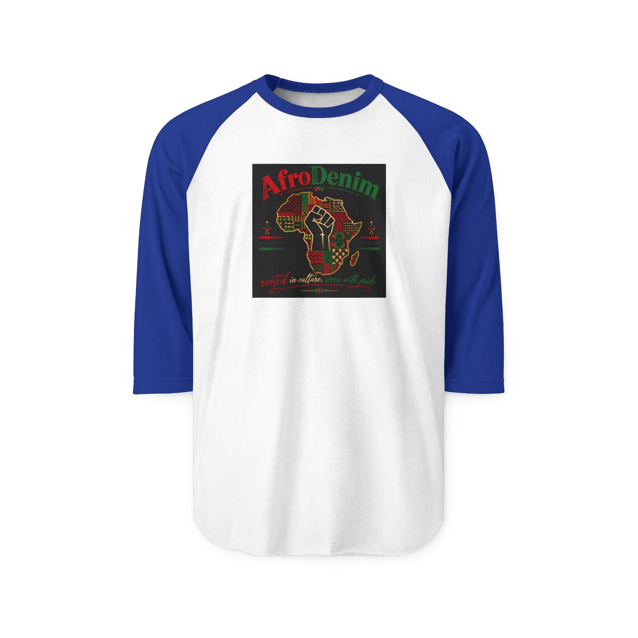 Unisex AfroDenim Three-Quarter Sleeve Raglan Shirt