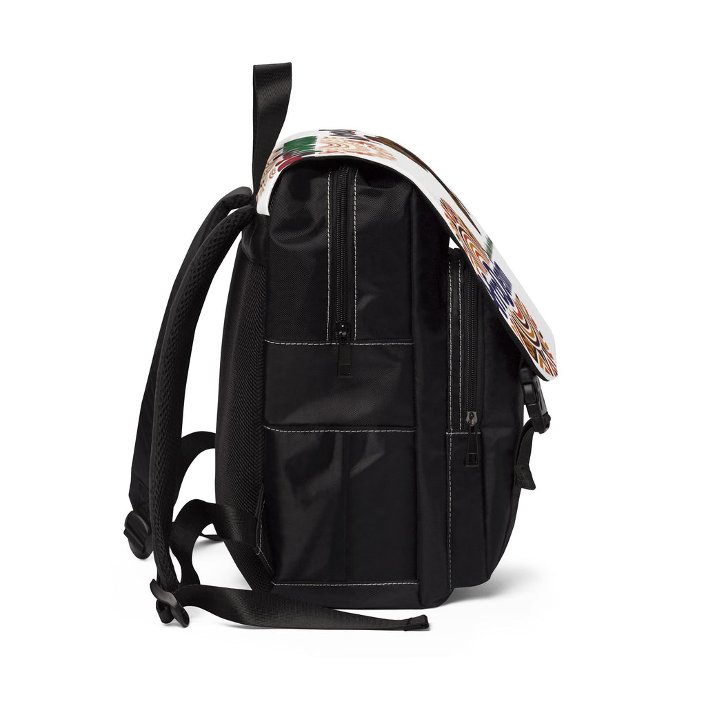 AfroDenim Pattern Shoulder Backpack — African Print Casual Backpack