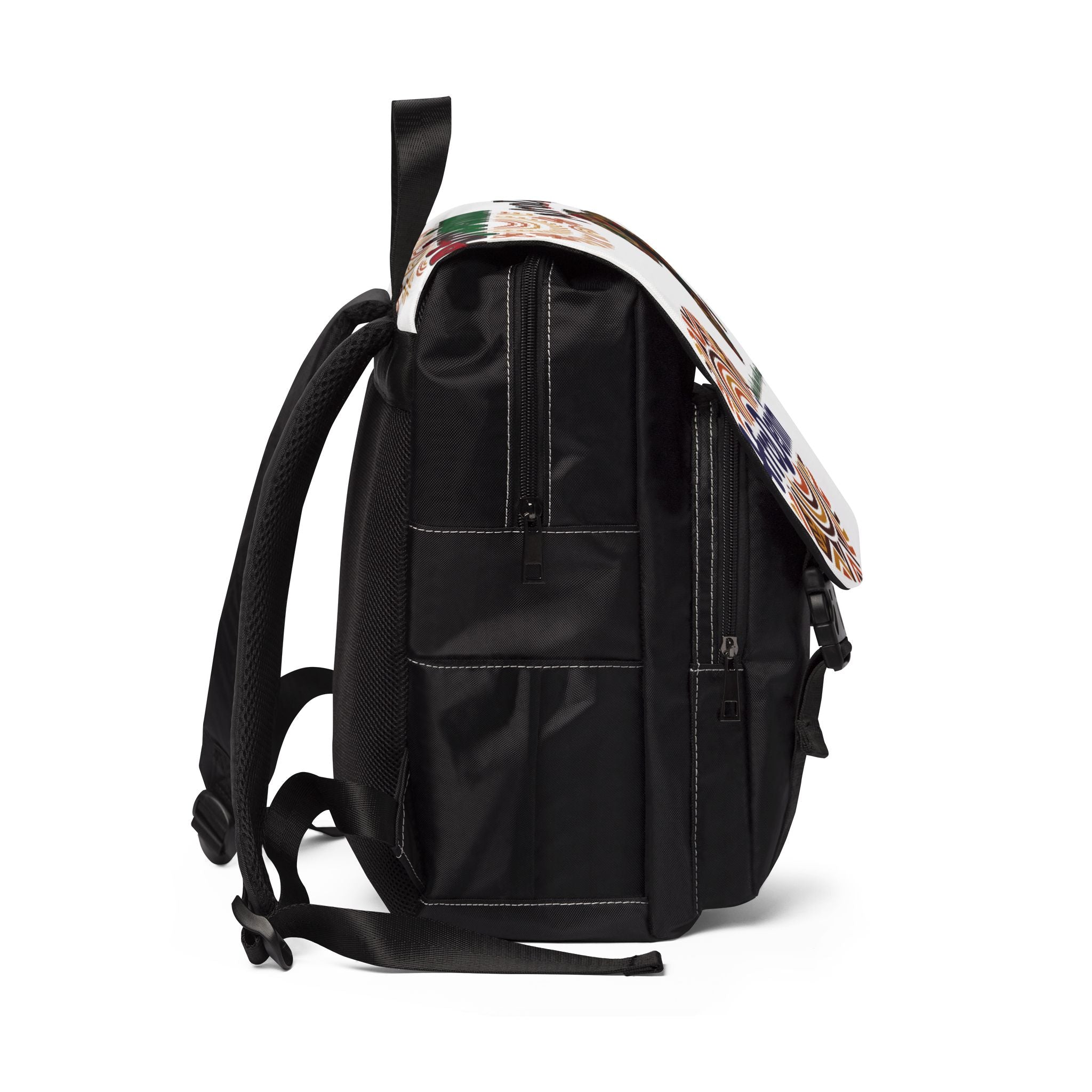 AfroDenim Pattern Shoulder Backpack — African Print Casual Backpack